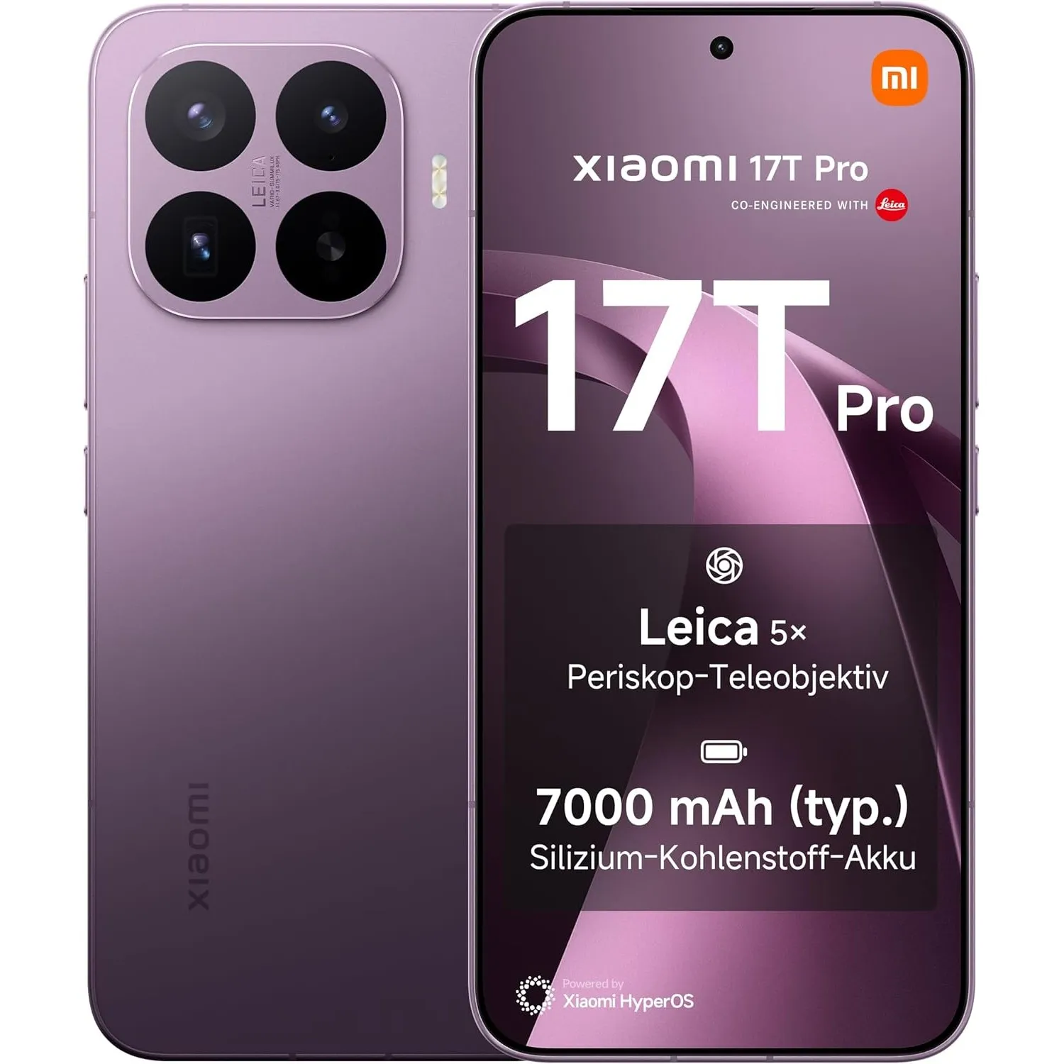 Xiaomi 17T Pro Smartphone 12+512 GB Tiefviolett 6,83", Leica 5X Telekamera, Mint Mobile/T-Mobile
