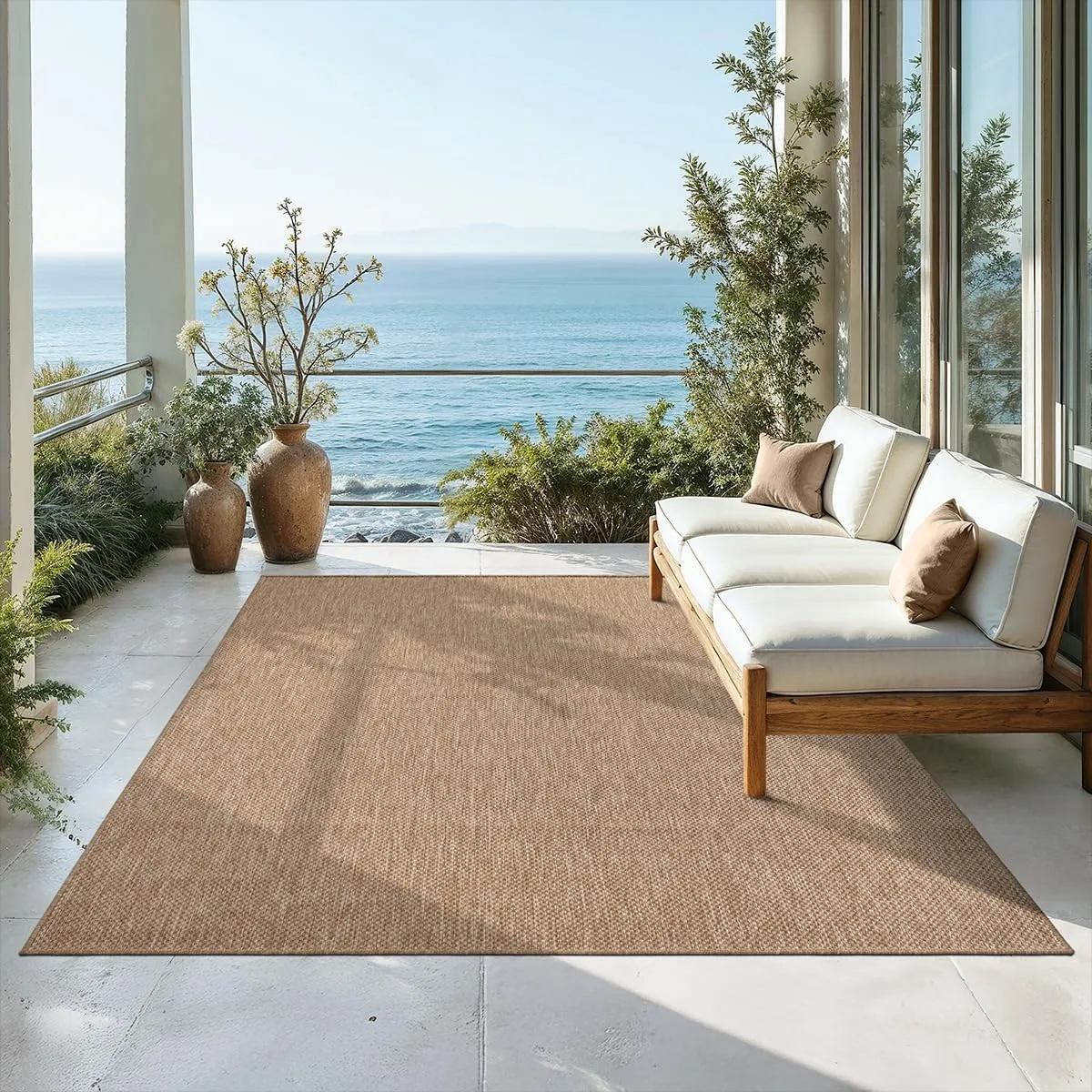 Mia´s Teppiche Malaga Outdoor Teppich Wetterfest – Balkonteppich & Terrassenteppich, Indoor Outdoor Flachgewebe, Waschb…