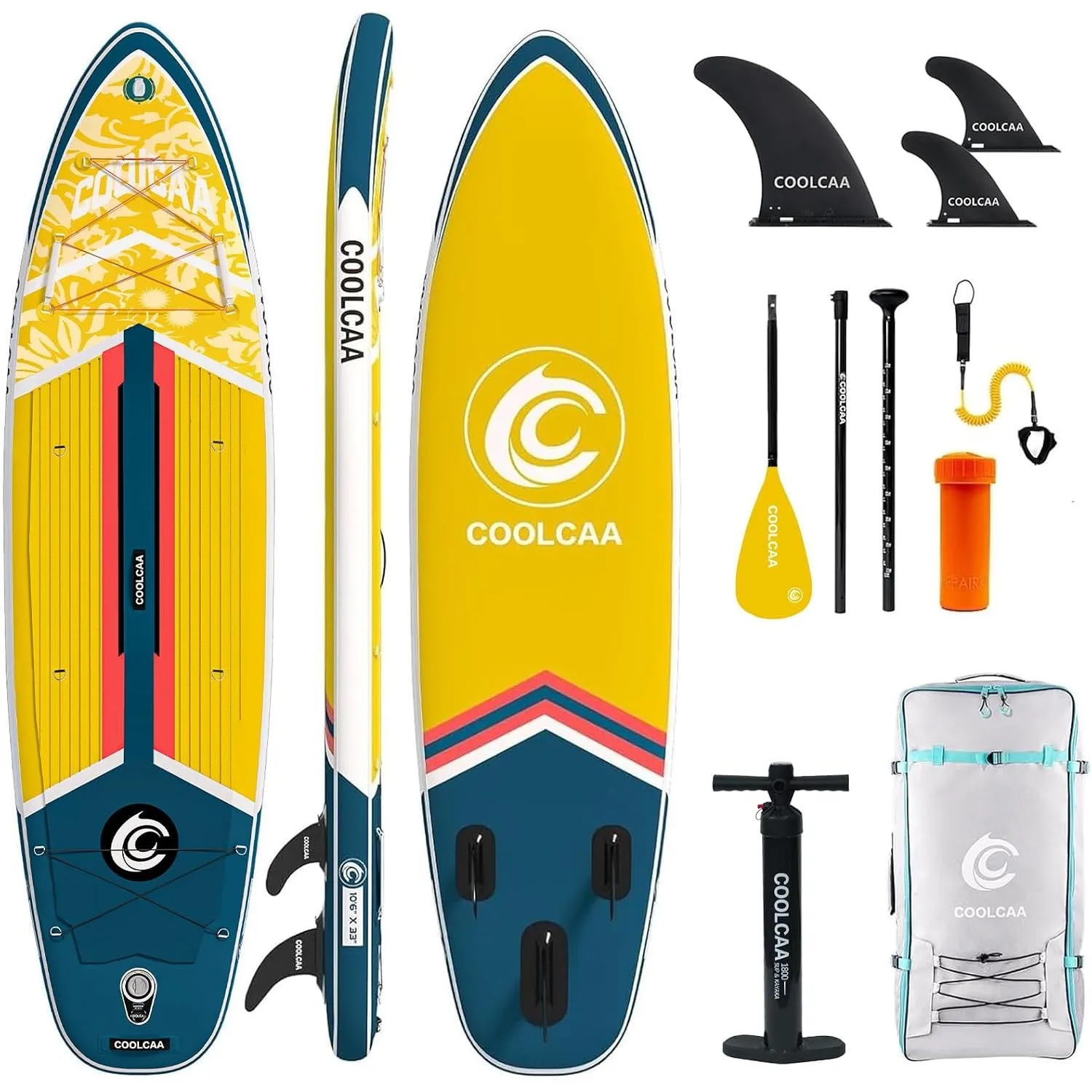 COOLCAA SUP Board, 355cm (Extra Groß) Stand Up Paddling Board, Aufblasbares Stand-Up Paddle Board mit 86cm Extra Breit,…