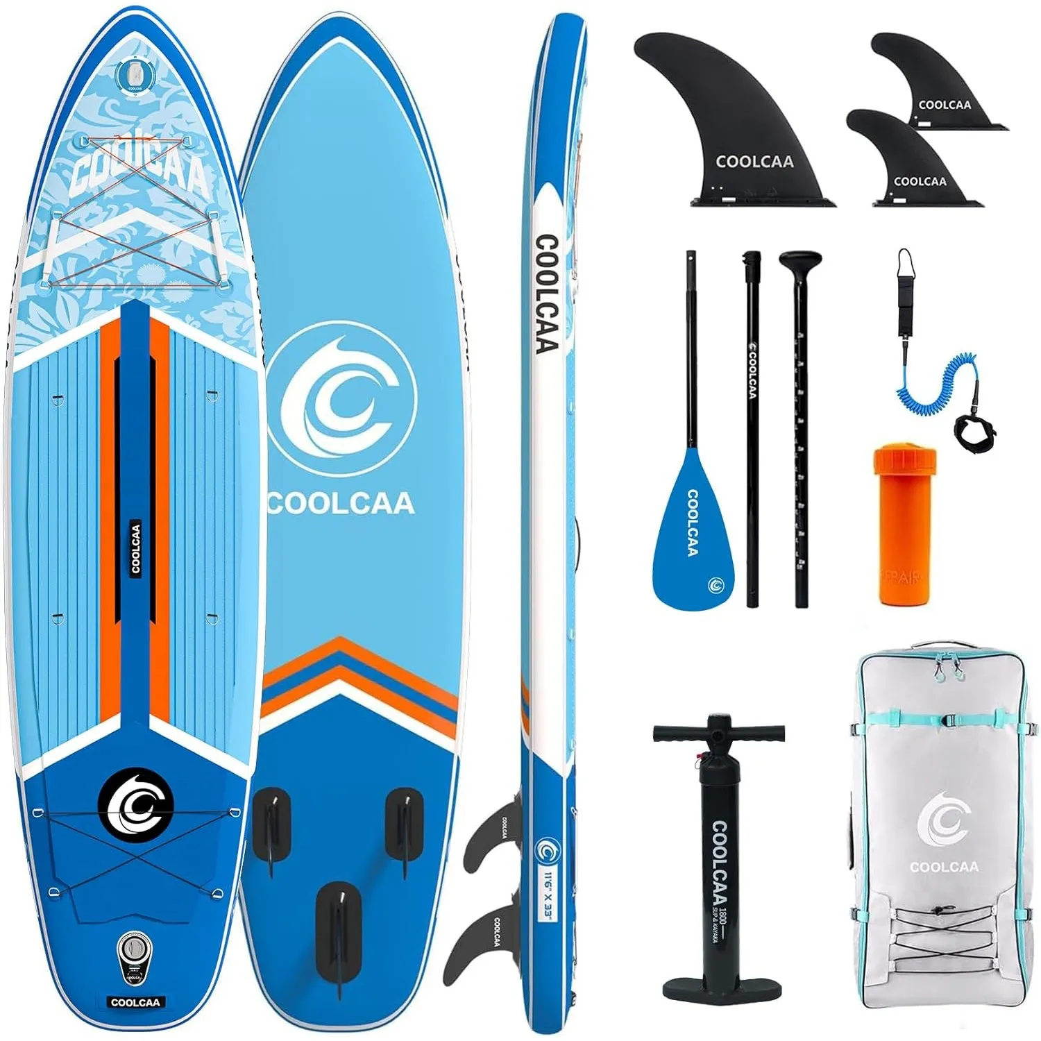 COOLCAA SUP Board, 355cm (Extra Groß) Stand Up Paddling Board, Aufblasbares Stand-Up Paddle Board mit 86cm Extra Breit,…