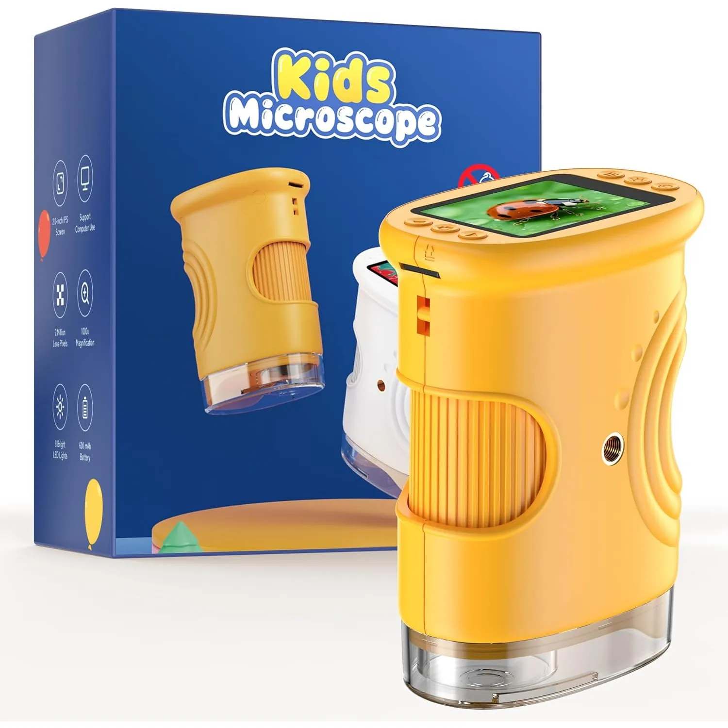 1000X Digital Mikroskop für Kinder Lupe: Handy Taschenmikroskop mit 2.0" IPS Bildschirm & 8 LED Licht - Geschenk ab 3-6…