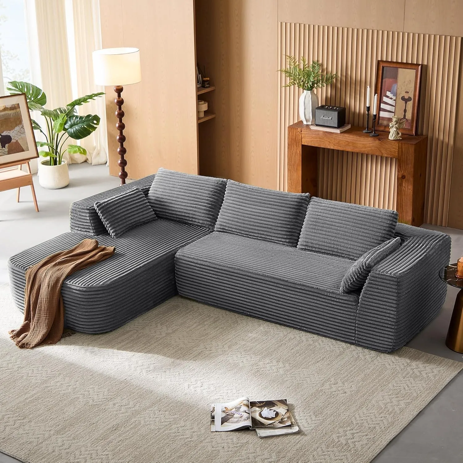 LINSY HOME Ecksofa mit Schlaffunktion, 270 cm, Grau