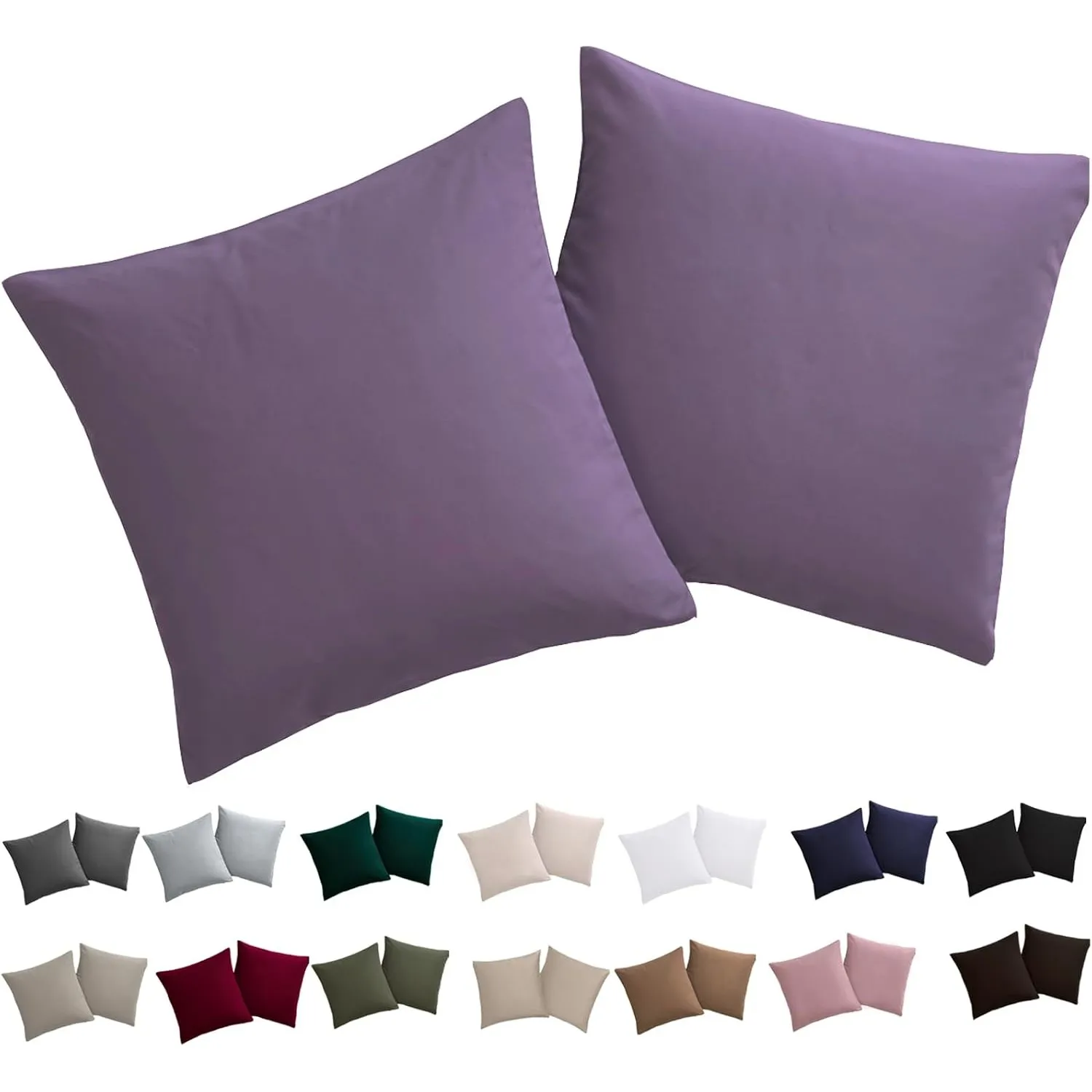 Soifox Kissenbezug 45 x 45 2er Set - Kopfkissenbezug 45x45 Grauviolett 100% Mikrofaser bügelfrei & knitterfrei mit Reiß…