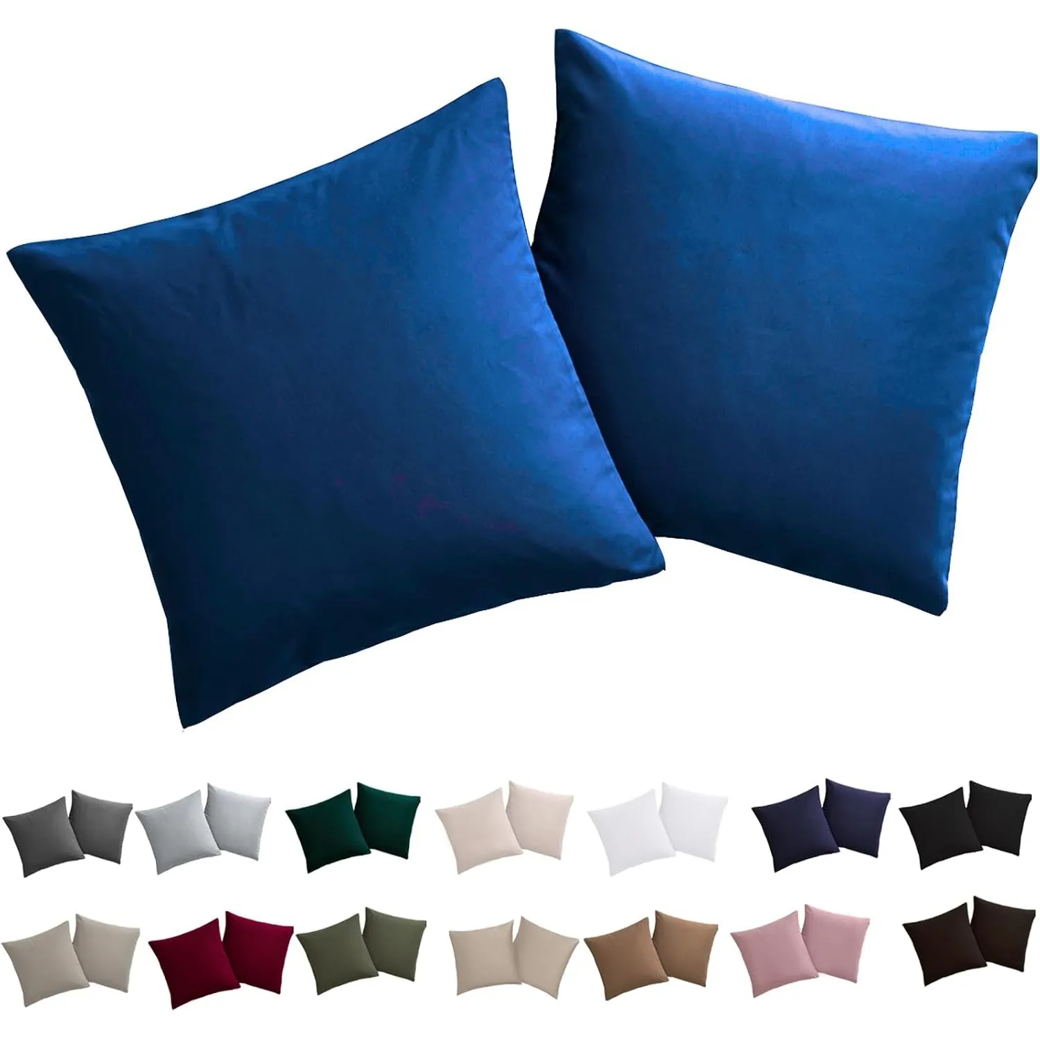 Soifox Kissenbezug 80x80 2er Set - Kopfkissenbezug 80 x 80 Königsblau 100% Mikrofaser bügelfrei & knitterfrei mit Reißv…