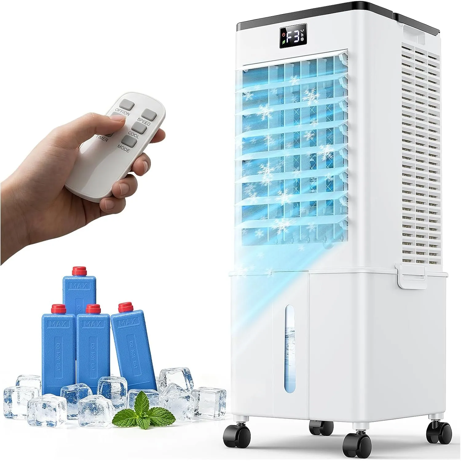 Klimagerät ohne Abluftschlauch 10L, 60W Klimaanlage Mobil, 12H Timer, klimaanlage ohne abluftschlauch 3 Modus, 120°Oszi…