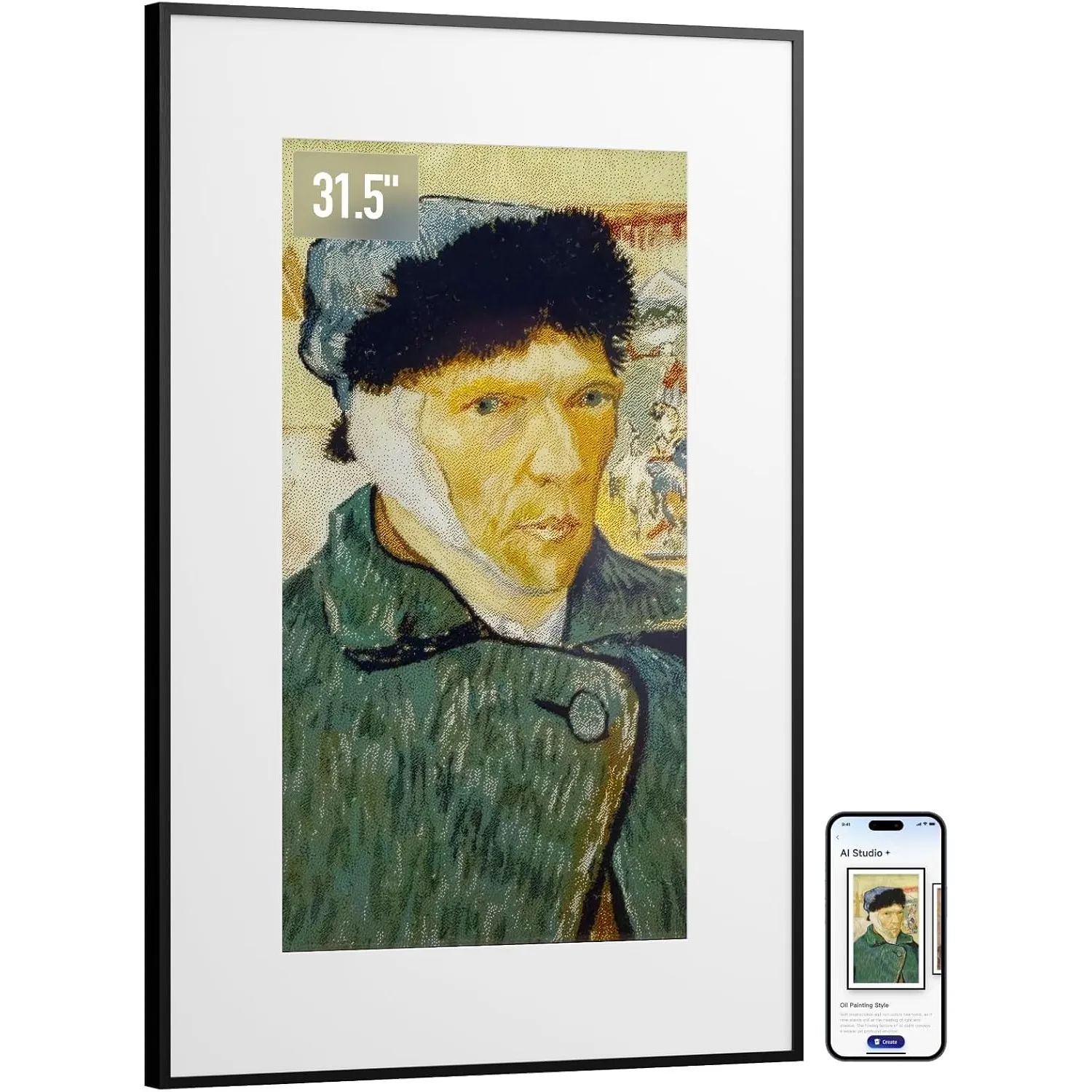SwitchBot KI Art Frame 31.5'', Kabellos Digitaler Bilderrahmen, Elektronisch-Ink-Bilderrahmen, Extrem Lange Akkulaufzei…