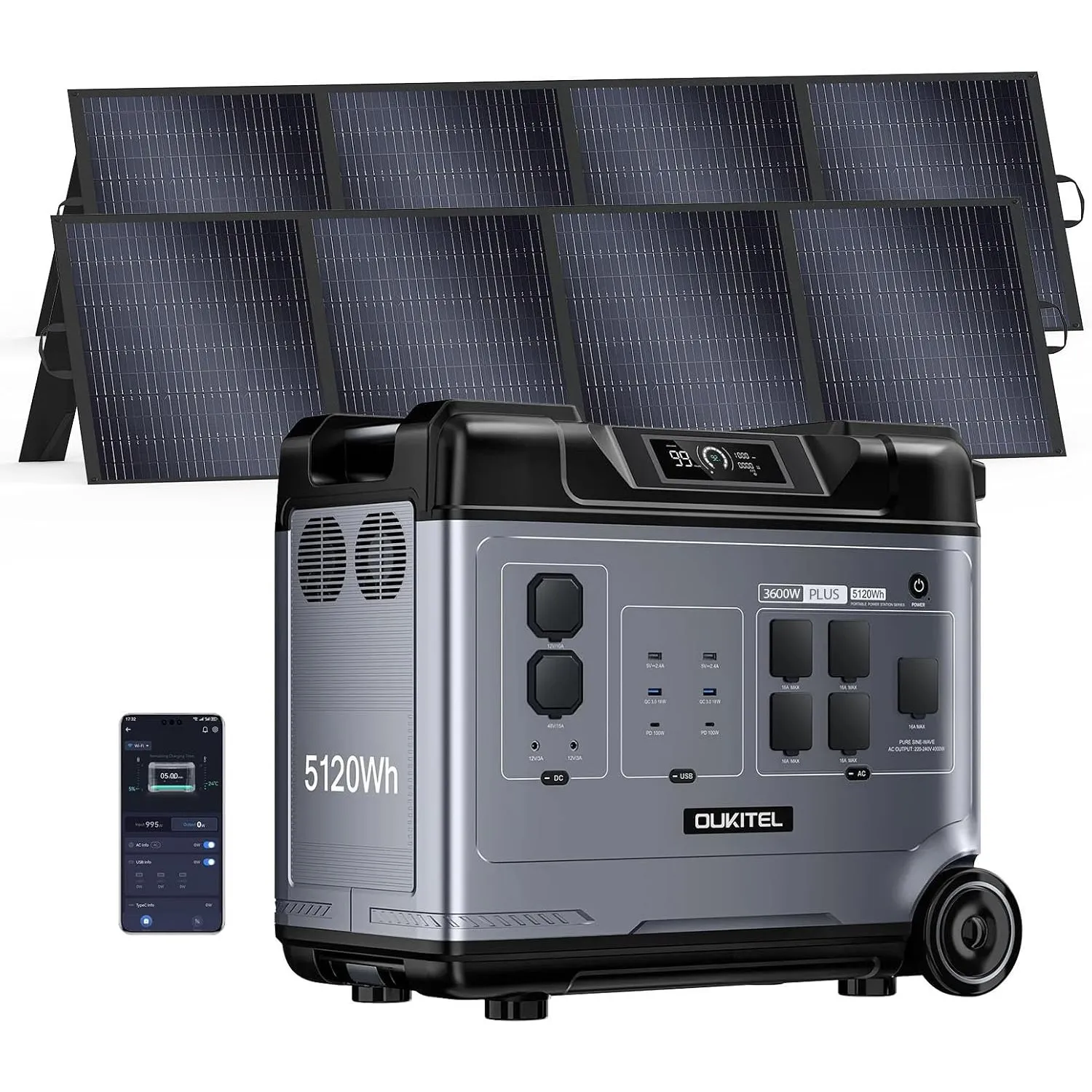 OUKITEL P5000 PLUS 3600W Tragbare Powerstation 5120Wh Solargenerator