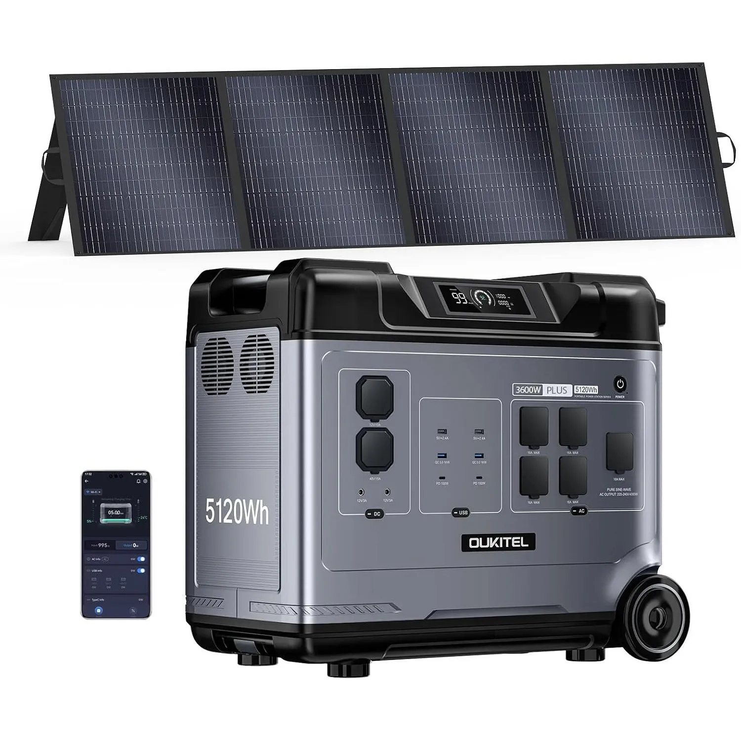 OUKITEL P5000 PLUS 3600W Tragbare Powerstation 5120Wh Solargenerator