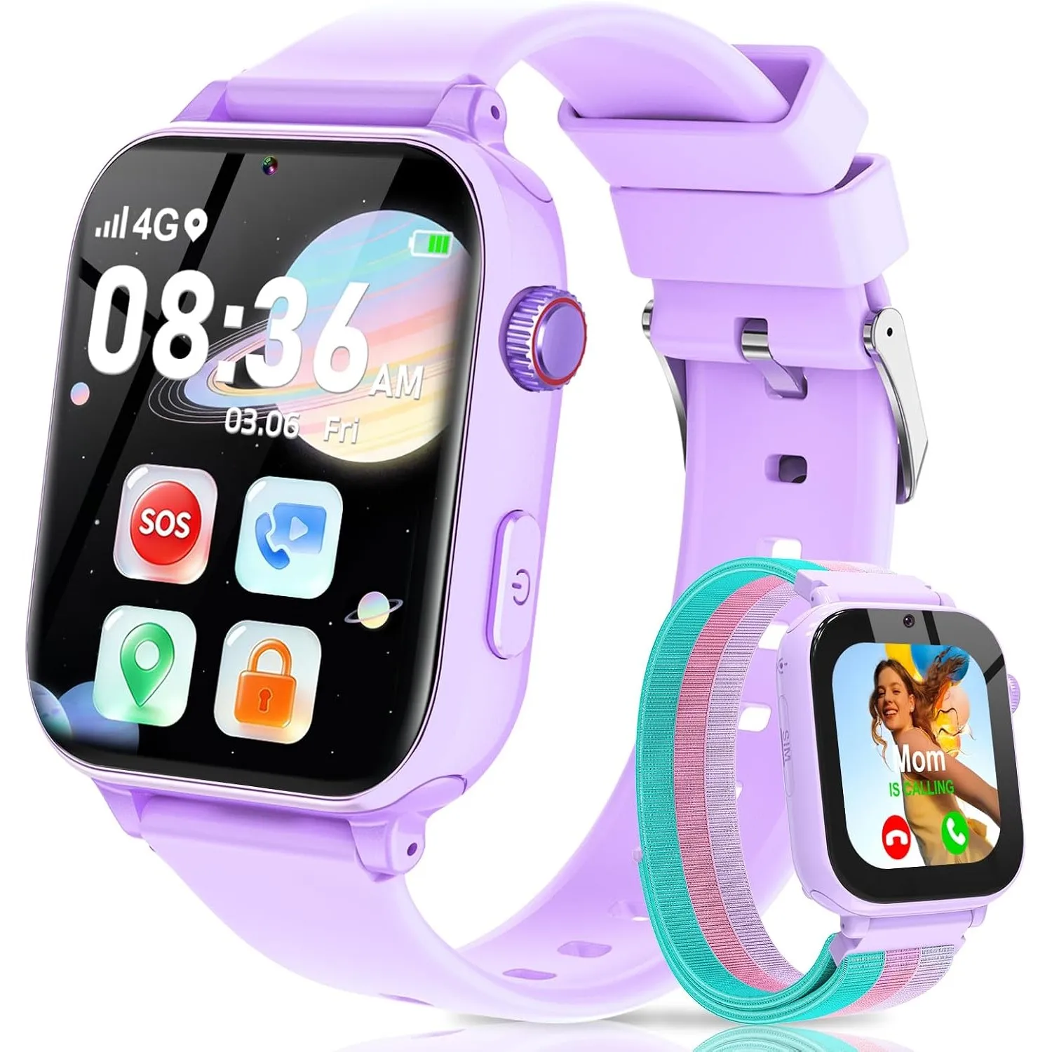 4G Smartwatch Kinder, Kinder Telefonuhr mit Videoanruf, Voice Chat, GPS, SOS, Schulmodus, Wecker, Schrittzähler, Spiele…