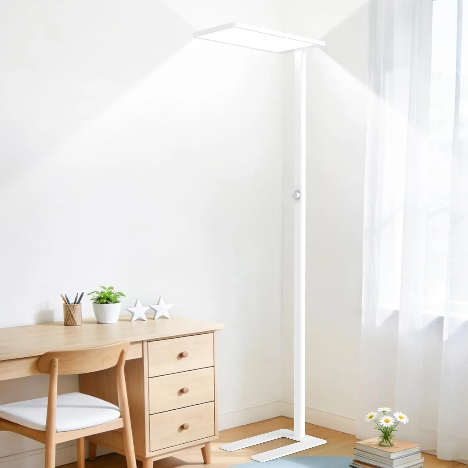 LES FLEURS 100W LED Stehlampe,9000lm Vollspektrum Augenpflege Leselampe, 195cm Stehlampe Dimmbar mit 4000K natürlichem …