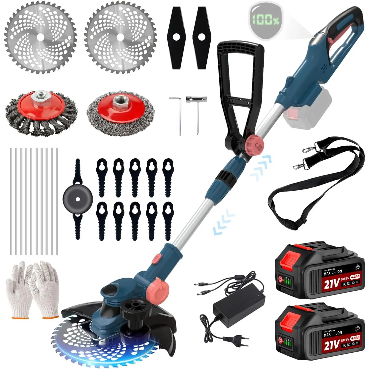 Rasentrimmer mit Akku für Makita Akkus, 2 in 1 Rasentrimmer/Kantenschneider
