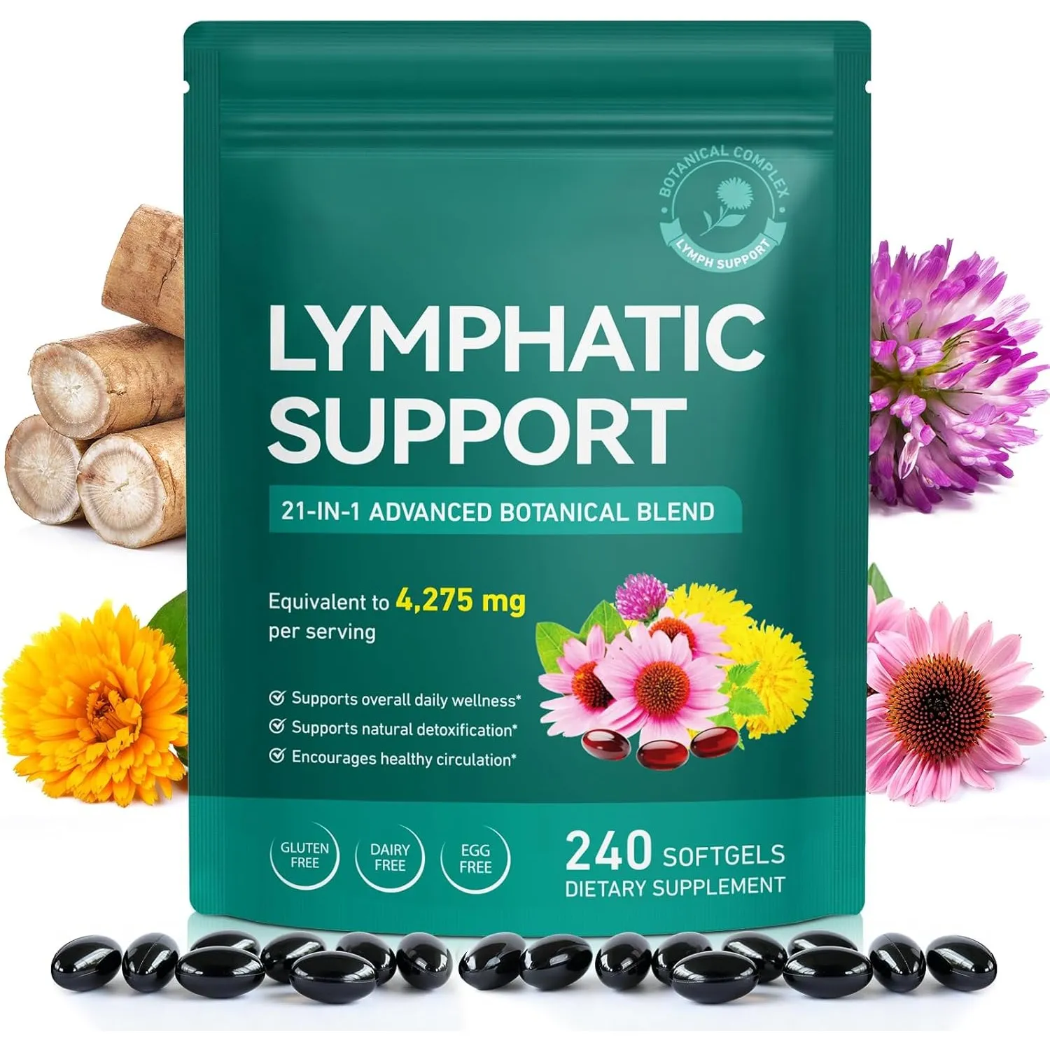 Lymphdrainage Lymphatic Drainage Supplement 4275mg 21 IN 1 Lymph System Support Lymph Cleanse Detox Reduce Swelling and…