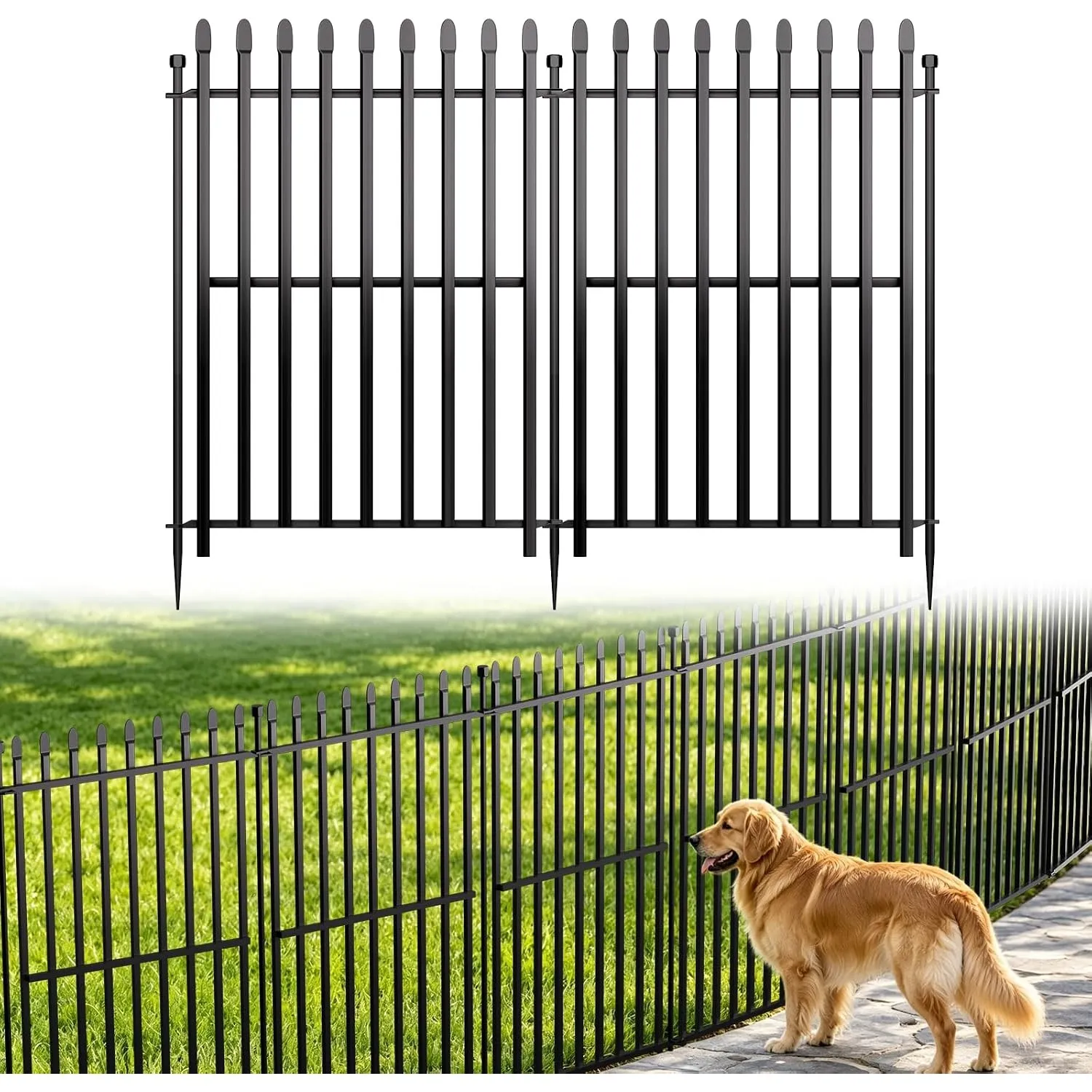 Gartenzaun, Steckzaun für Hunde, 122 cm (H) x 268 cm (L), 4 Paneele