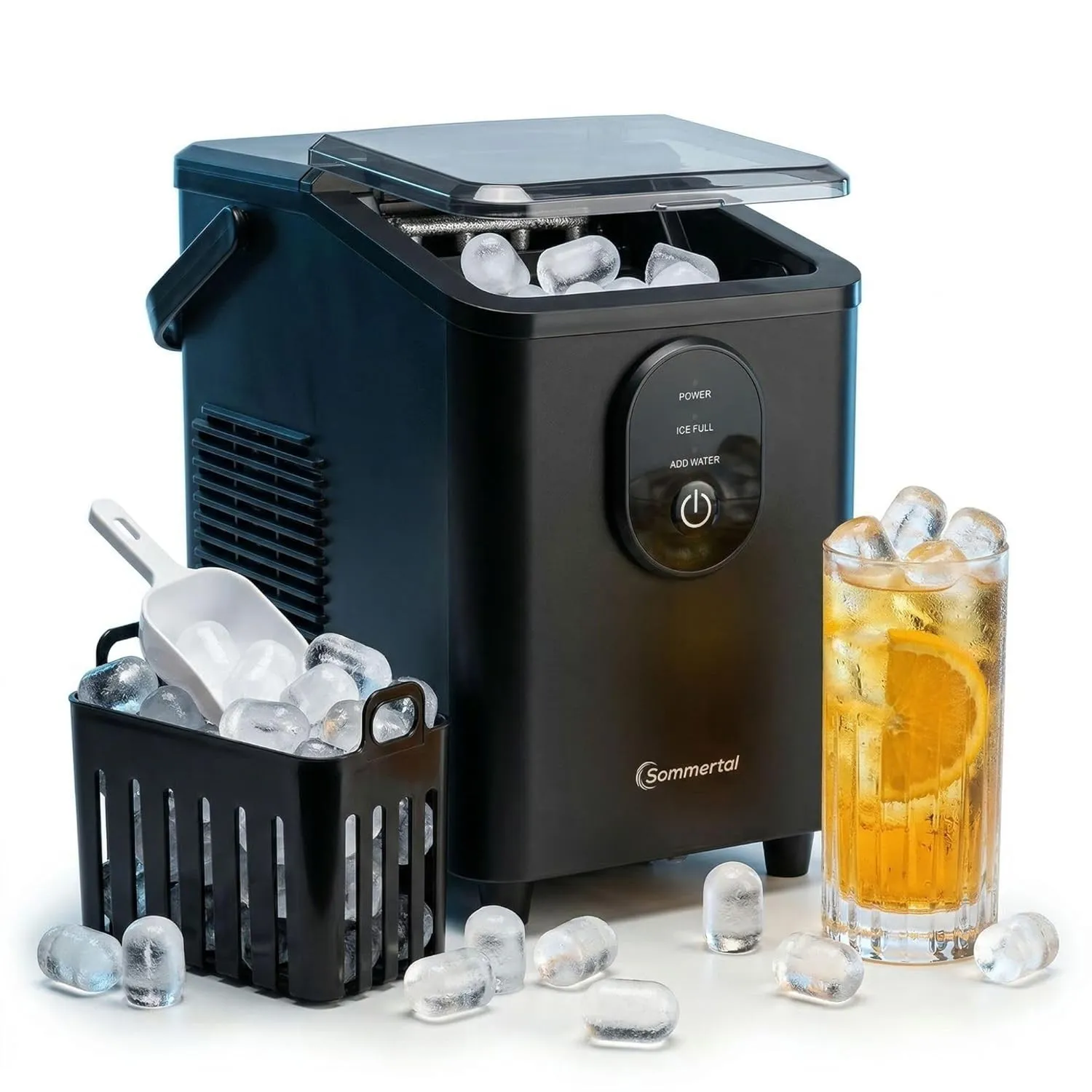 Sommertal EM12S Eiswürfelmaschine | 12kg/24h, selbstreinigend & leise | Ice Maker, 0,3kg Bullet-Eiswürfel in 20 Min, mi…
