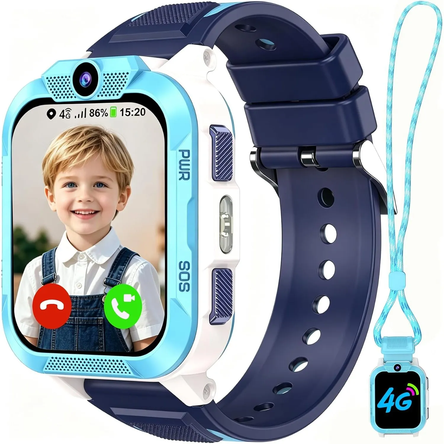 4G Smartwatch Kinder mit GPS und Telefon, SOS-Taste, Schulmodus