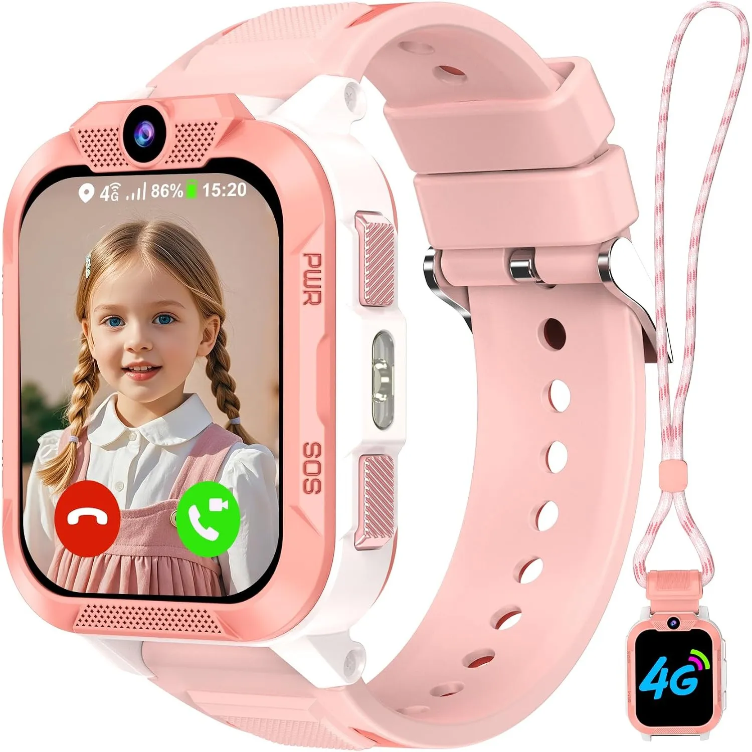 4G Smartwatch Kinder mit GPS und Telefon, SOS-Taste, Schulmodus