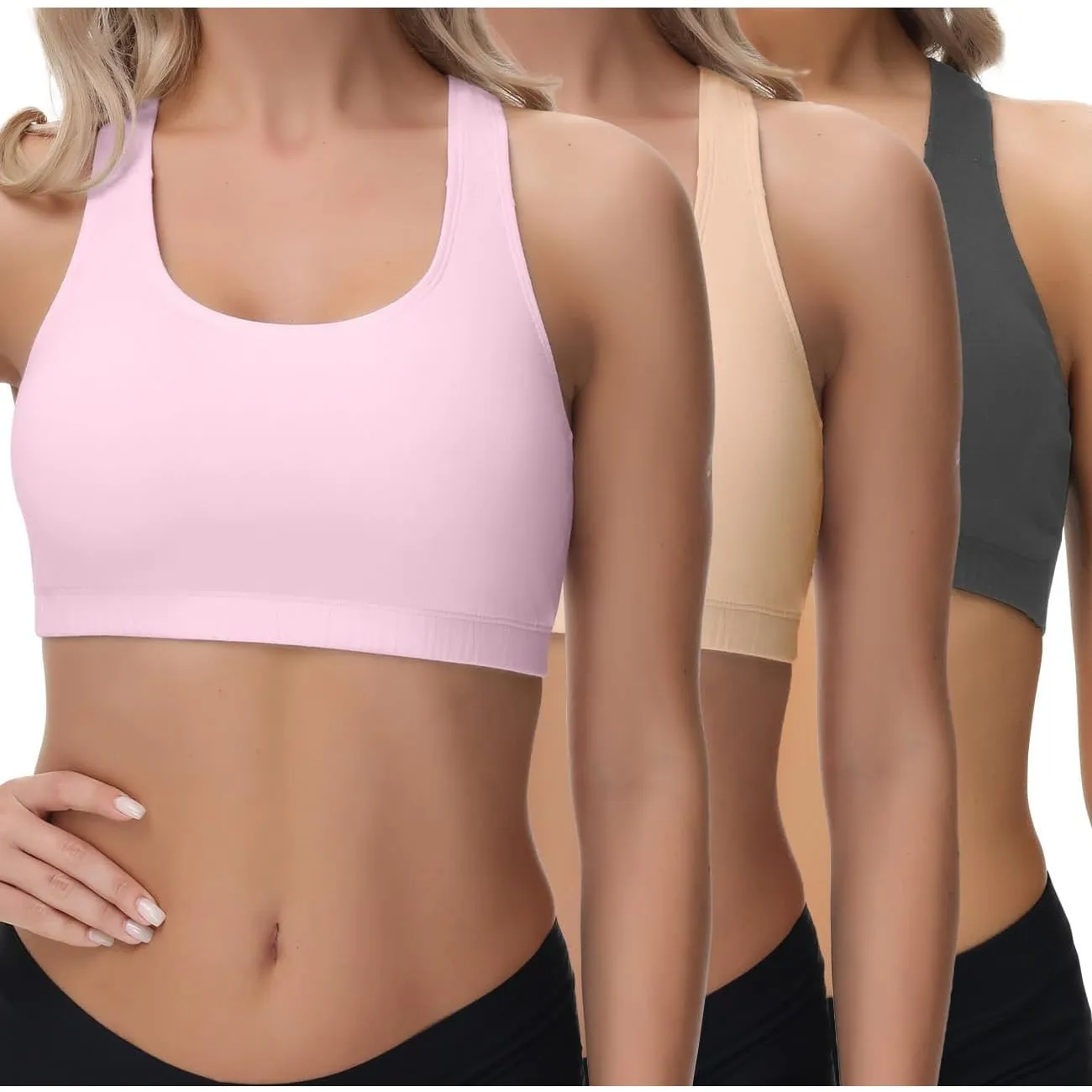 wirarpa Bustier Damen Baumwolle BH Ohne Bügel Bra 3er Pack | T-Rücken, Ohne Gepolstert, Bralette Baumwolle, Schlaf Bh, …