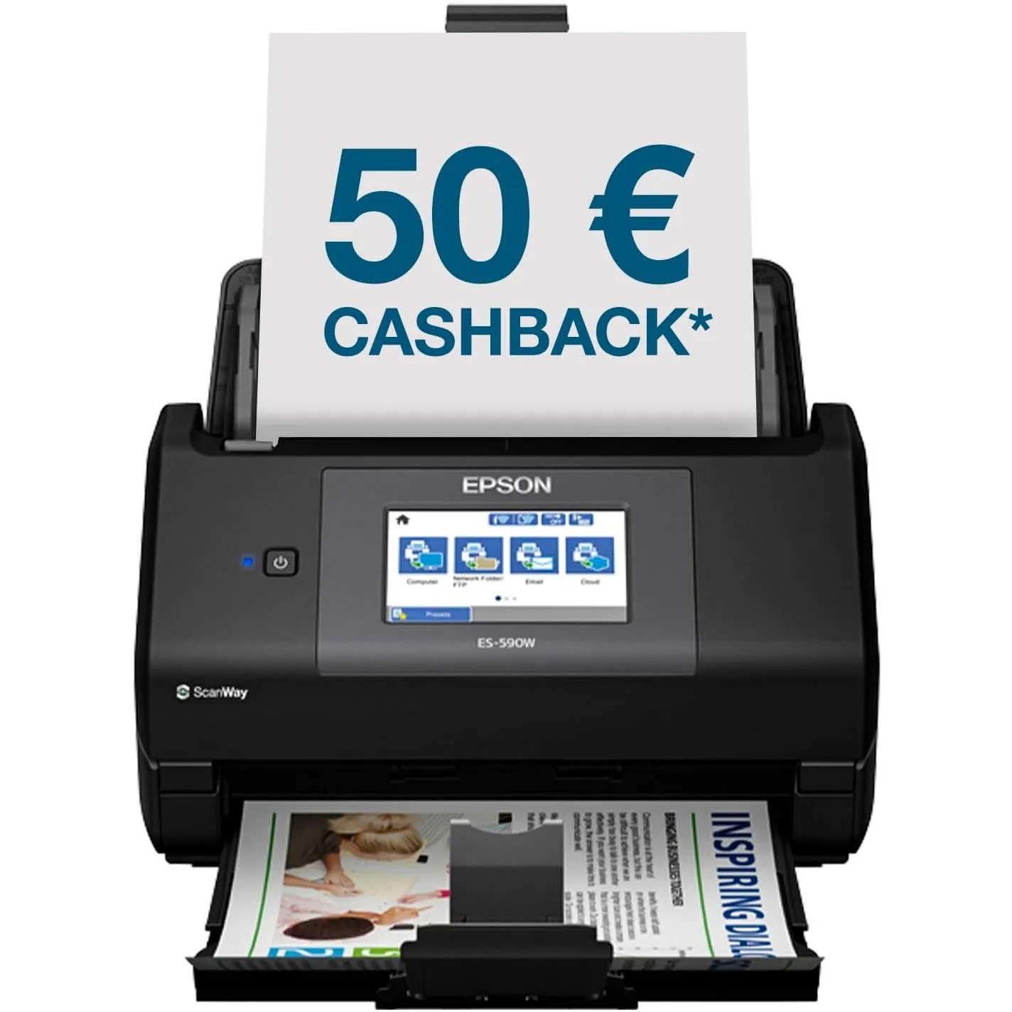 Epson Workforce ES-590W WLAN Dokumentenscanner | 45 S./Min. / 90 ipm | 100 Blatt automatischer Dokumenteneinzug | 10,9 …