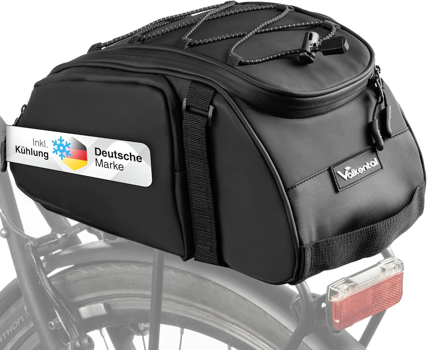 Valkental - 3in1 Fahrradtasche für Gepäckträger mit Kühlfunktion - 14L Volumen - Isolierende Gepäckträgertasche mit Ruc…