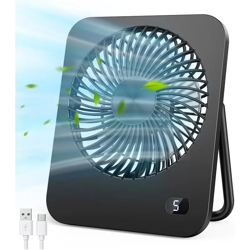 Mini USB Ventilator, 5 Geschwindigkeiten Tischventilator, Sehr Leise & Starker, Kleiner Ventilator mit 180° Schwenkbare…