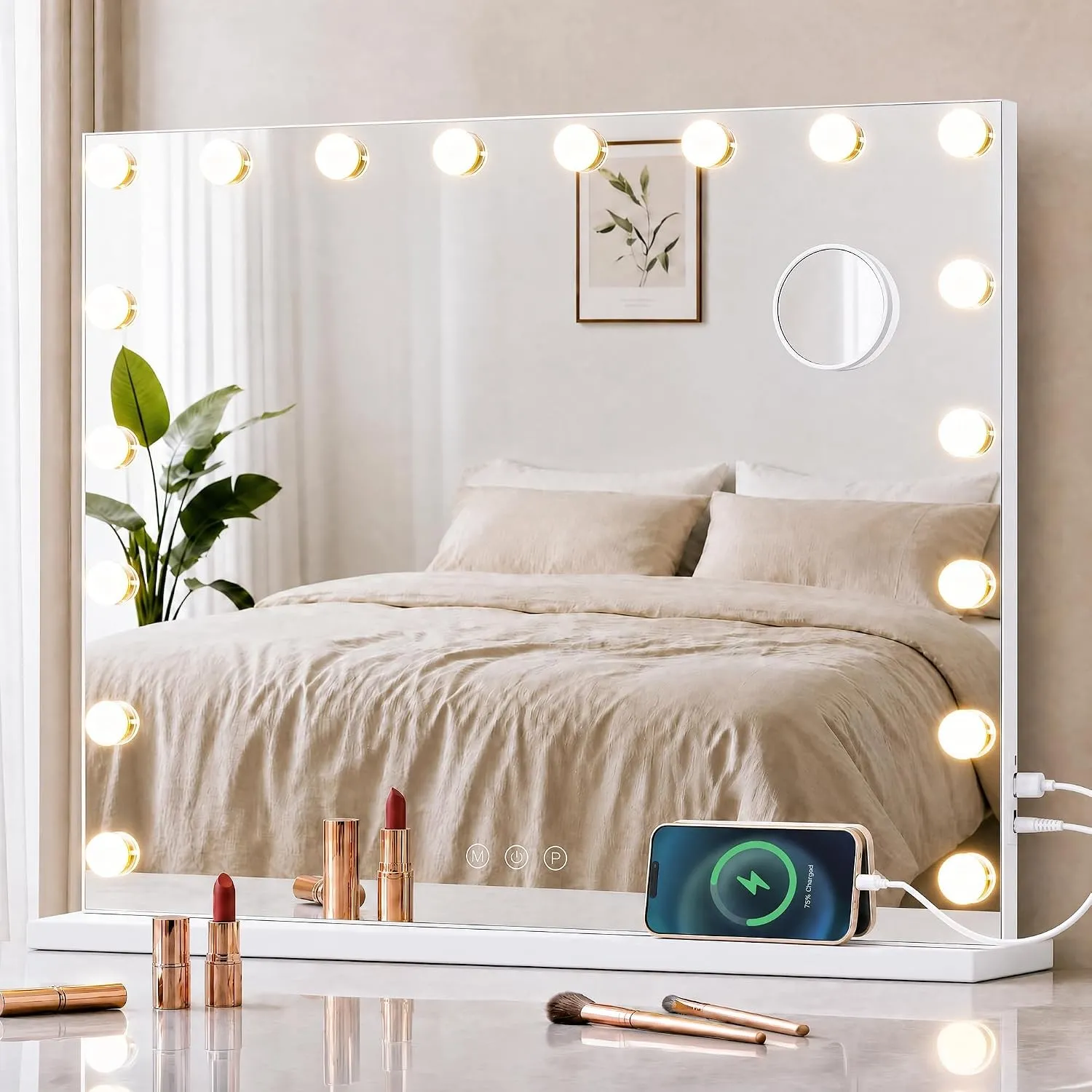SONGMICS Hollywood Schminkspiegel mit Beleuchtung, 18 LEDs, Dimmbar