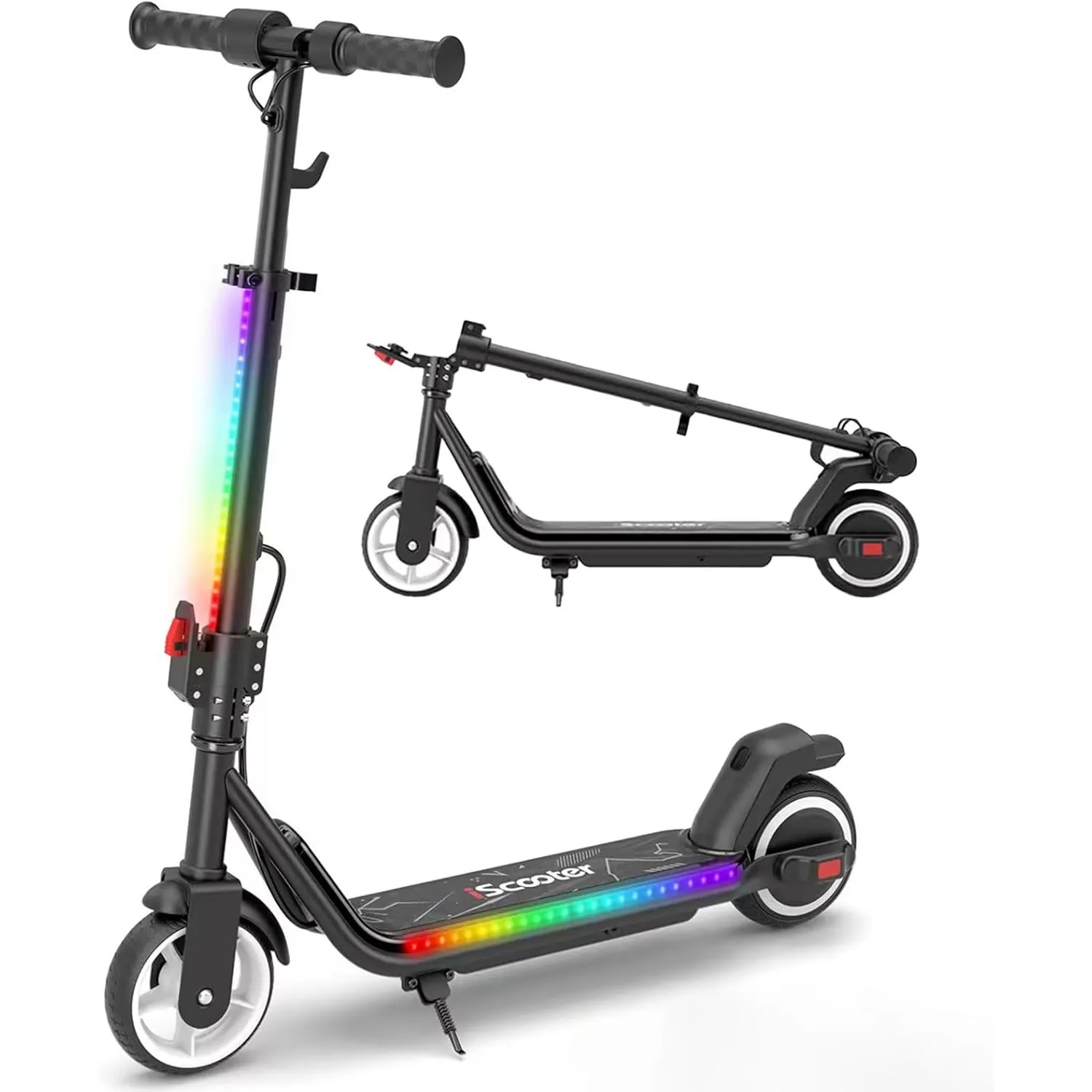 iScooter Kinder E Scooter mit Musik & Licht für 8-14 Jahre, 200W Eektroroller, 3 Fahrmodi 8/13/19km/h, Auto-Abschaltung…