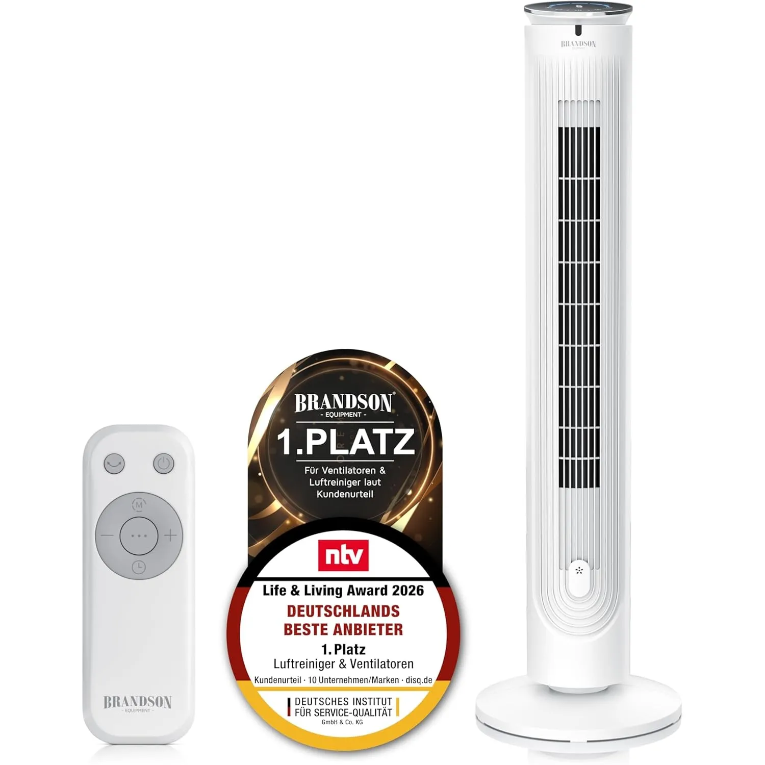 Brandson - Turmventilator mit Aromafach - Sleep Modus - sehr leise - Sieger Ventilatoren und Luftkühler 2026 - Fernbedi…