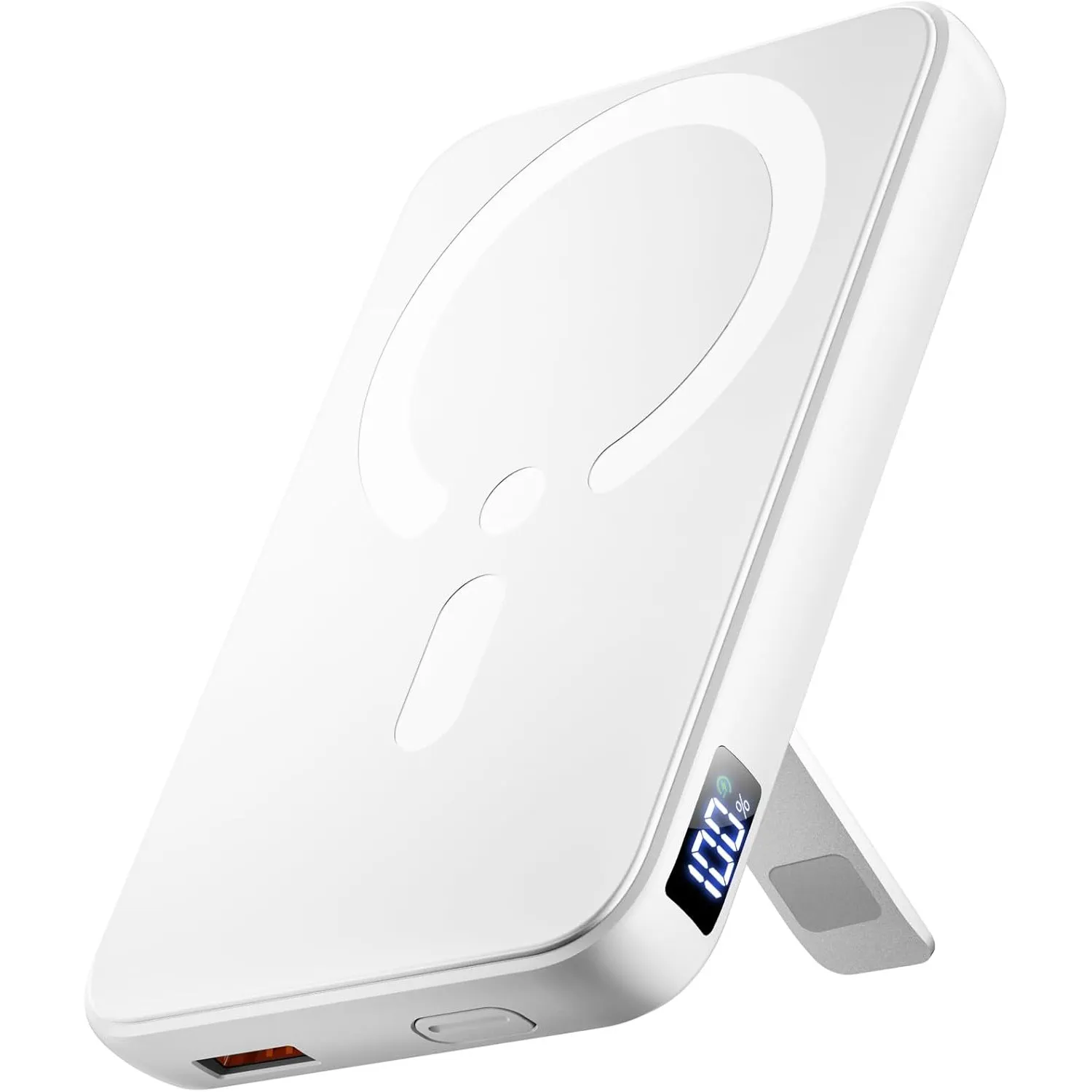 Powerbank für MagSafe, 12000mAh 22,5W Externe Handyakkus mit Ständer, Weiß
