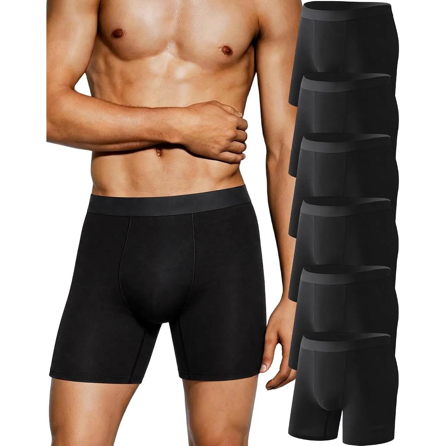 FINETOO Boxershorts Herren Baumwolle Lang Unterhosen Männer kein Wolf Laufen Unterwäsche Herren Ohne Kratzenden Zettel …