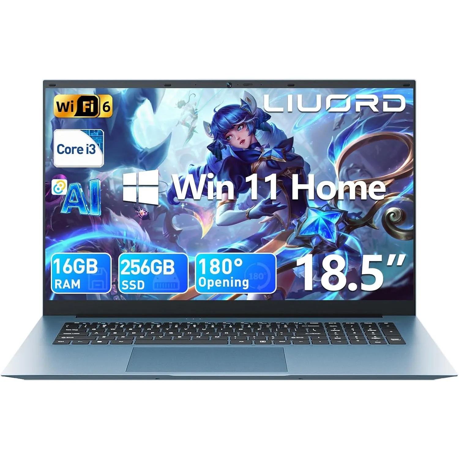 Laptop 18,5 Zoll 16GB RAM 256GB SSD, AI Unterstützung Notebook Core i3 (bis zu 3,9 GHz), 8000mAh Akku, Win 11, WiFi 6, …
