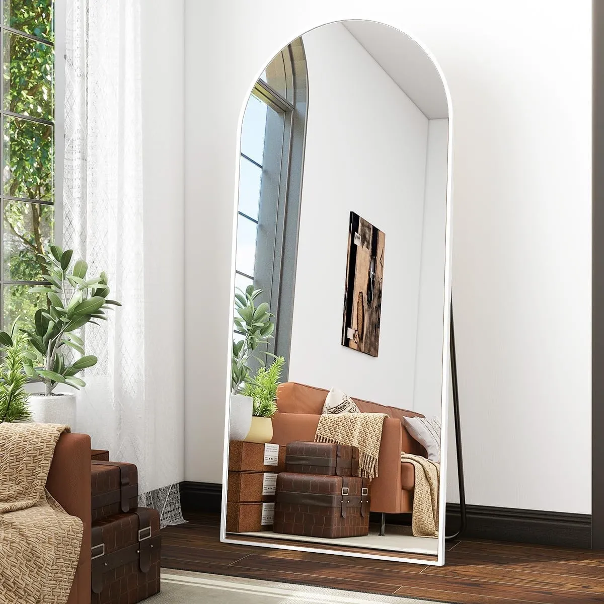 Koonmi Ganzkörperspiegel Bogen 170 x 70 cm Aluminiumrahmen mit Ständer