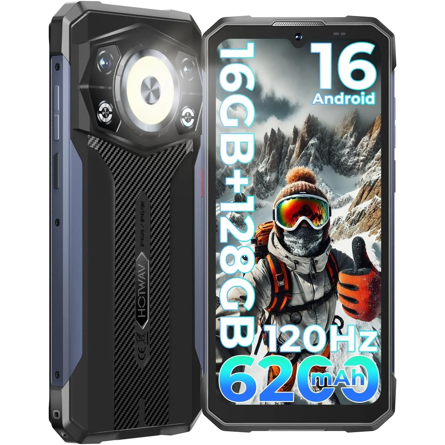 HOTWAV Cyber 17 Outdoor Handy 2026 Android 16, 16GB+128GB/2TB, 6.75" 120Hz