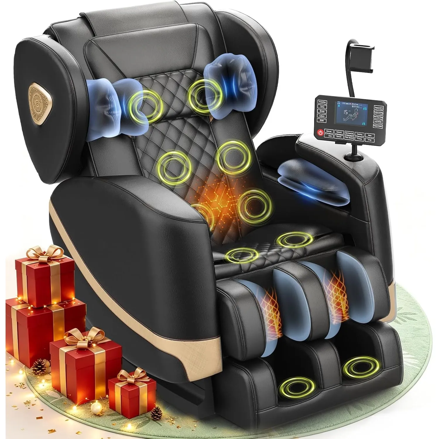 Massagesessel, Ganzkörper-Massagesessel mit Zero-Gravity, 14 Rollen und 8 Komfort-Airbags, Mit Heizfunktion für Taille …