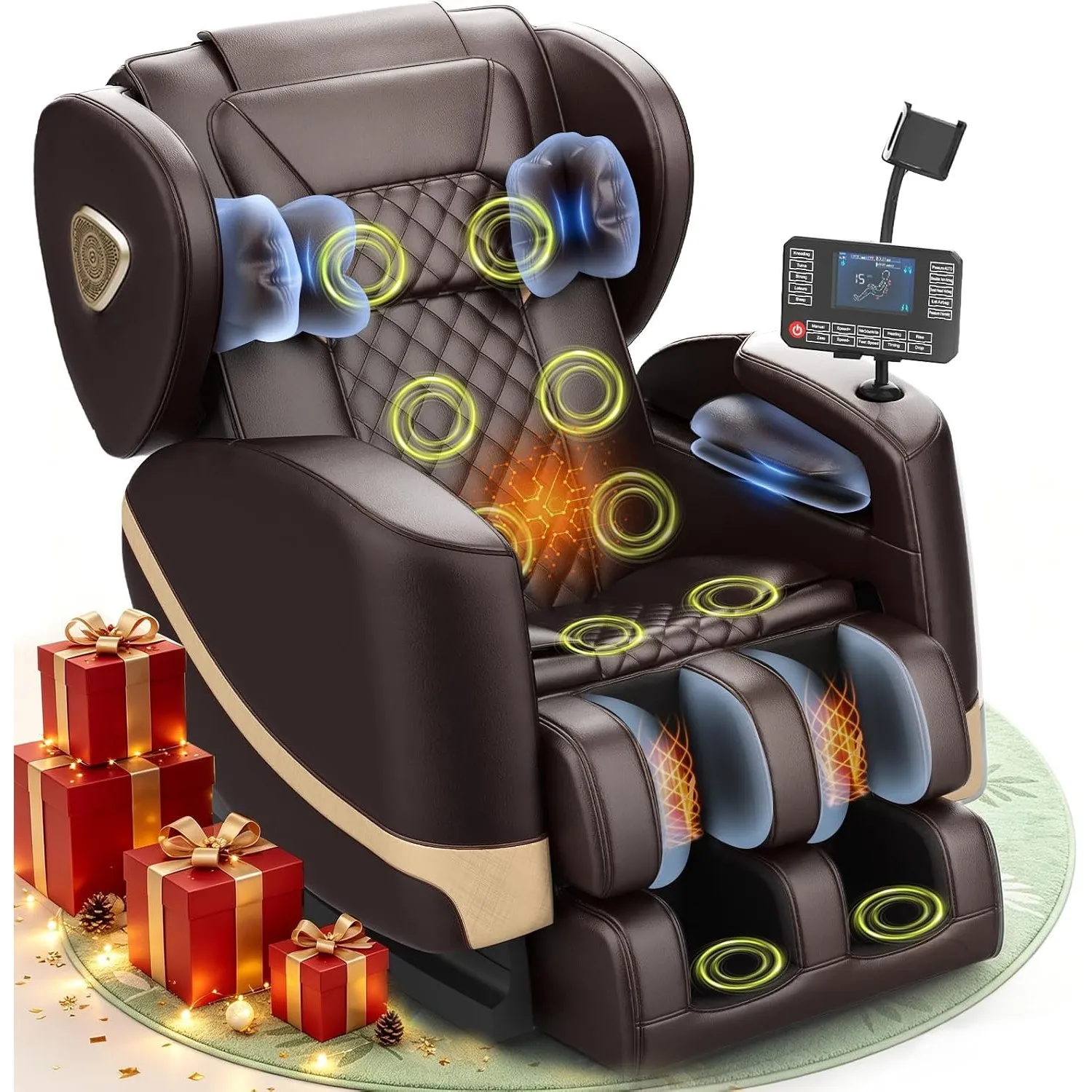 Massagesessel, Ganzkörper-Massagesessel mit Zero-Gravity, 14 Rollen und 8 Komfort-Airbags, Mit Heizfunktion für Taille …