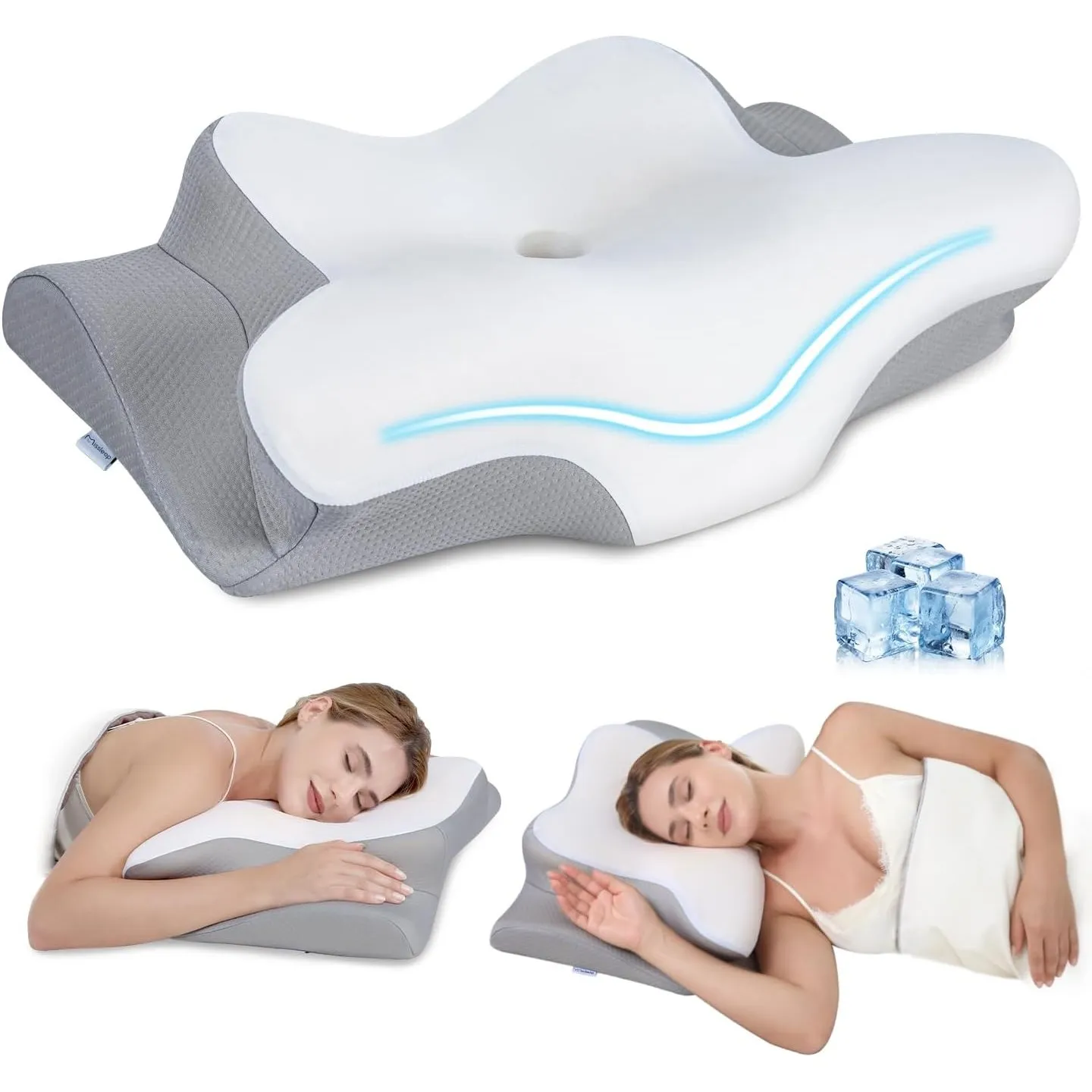 Nackenstützkissen, ergonomisches Kissen, Schmetterlingskissen, Zwei Höhen für Seiten-, Rücken- und Bauchschläfer, Memor…