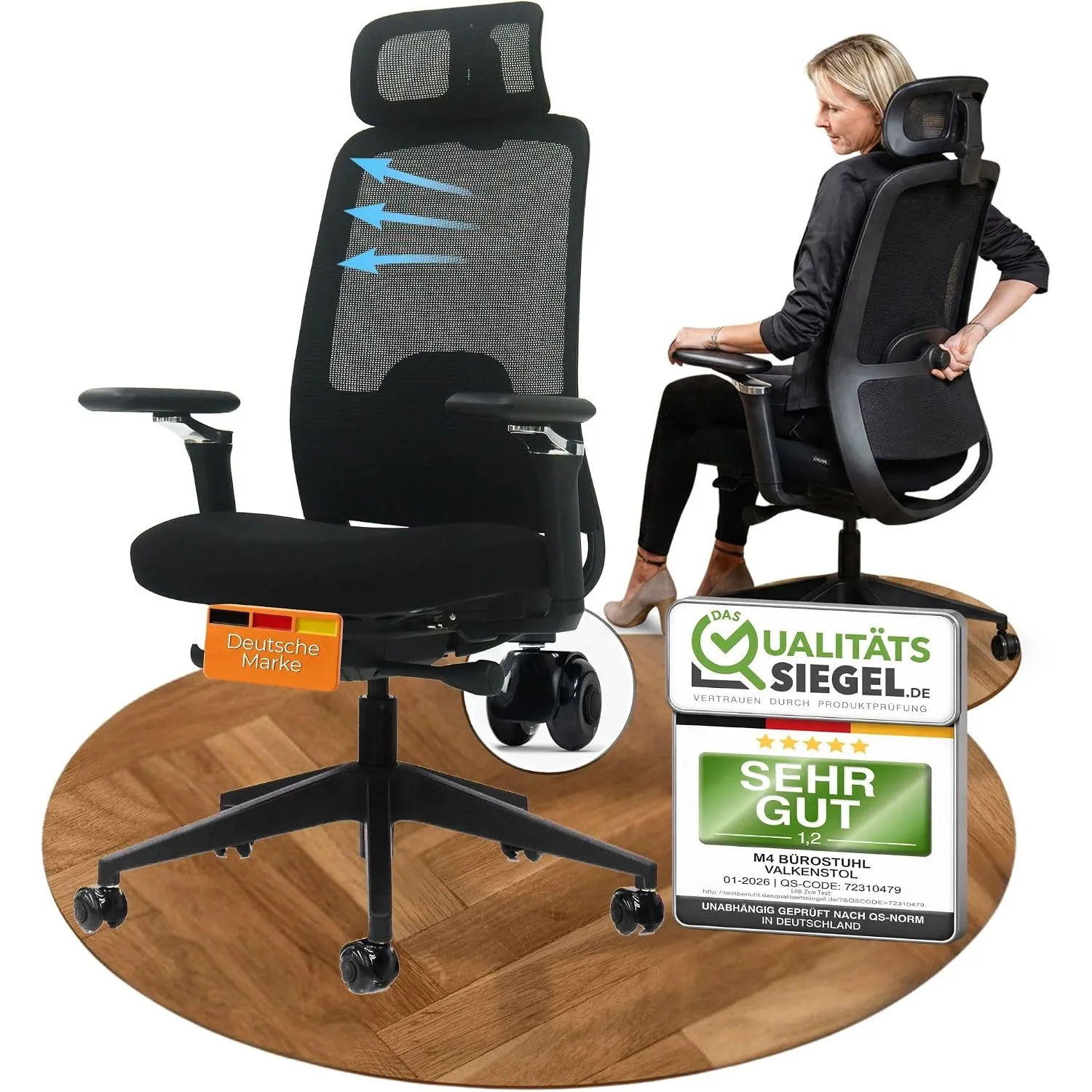 VALKENSTOL M4 Bürostuhl Ergonomisch TESTSIEGER - Büro & Home Office Chair