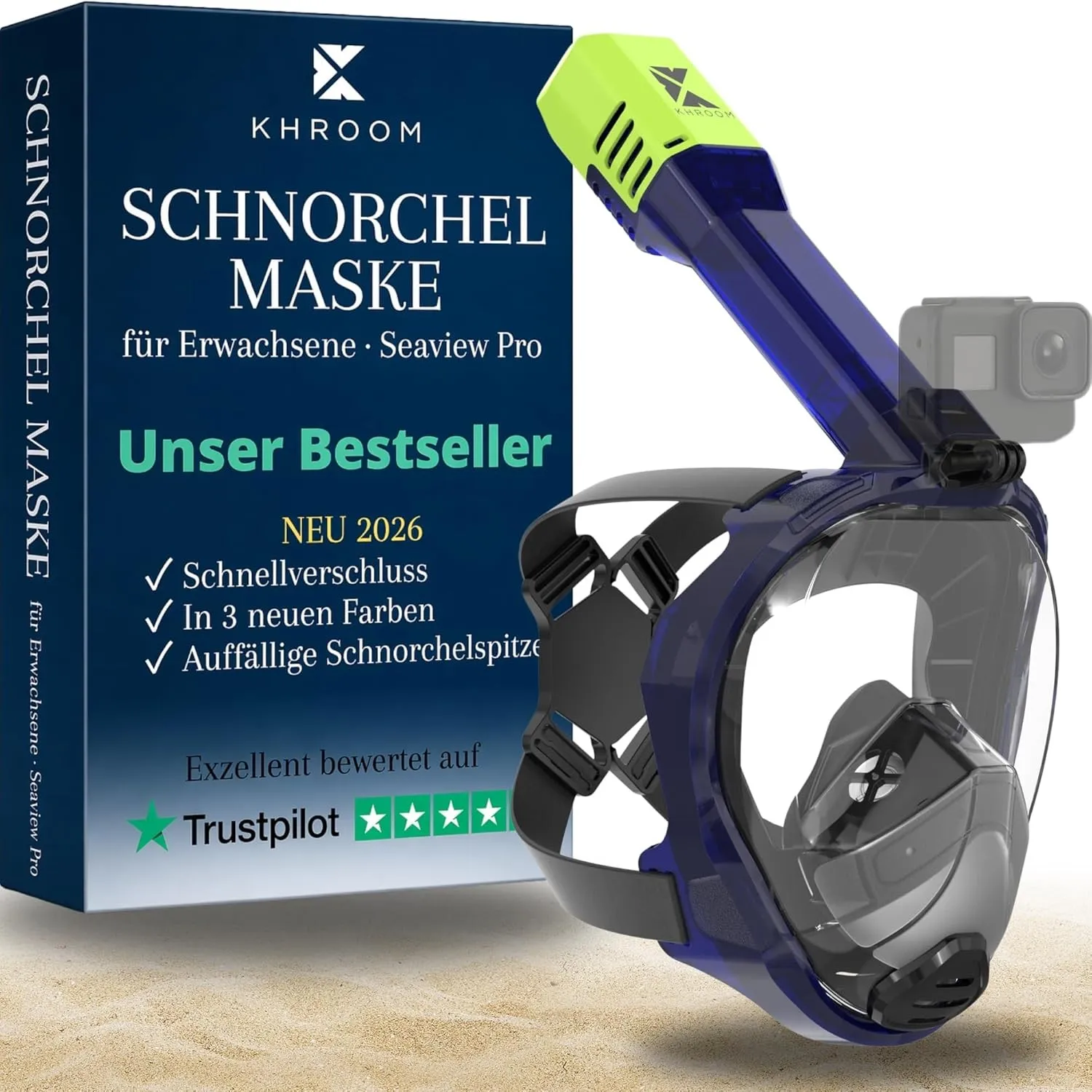 Khroom Schnorchelmaske Erwachsene Vollmaske | Unsere Beste CO2 sichere Tauchermaske Seaview Pro zum Schnorcheln | Tauch…