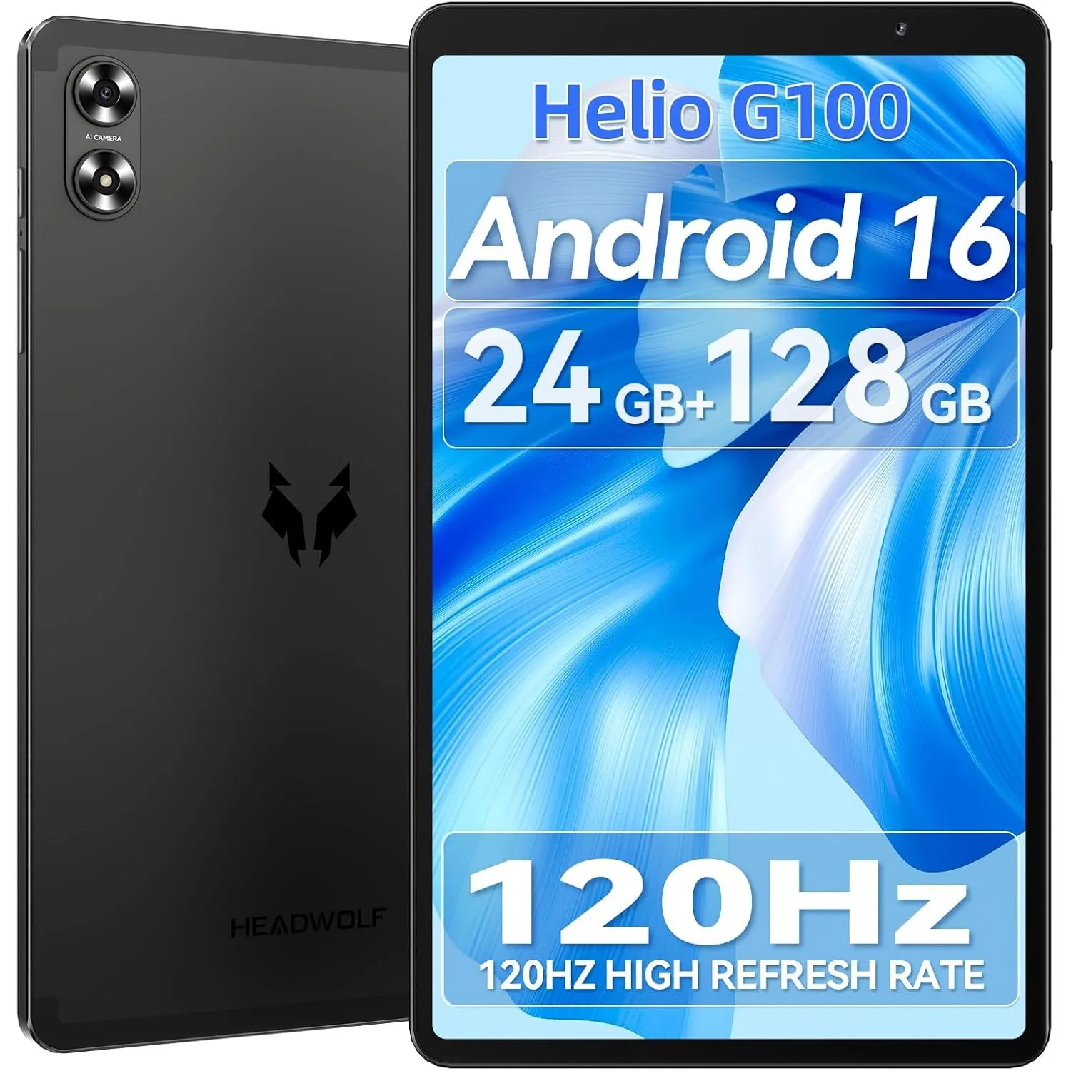 Headwolf Android Tablet 8 Zoll 120Hz,24GB+128GB,4G LTE/5G Wi-FI, Helio G100 Android 16 Tablet,5500 mAh,Widevine L1,1340…