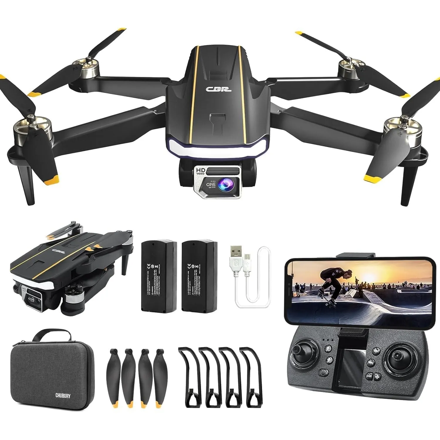Drohne mit Kamera für Anfänger, bürstenloser Motor, 2K HD Kamera, CHUBORY A68 WiFi FPV Quadcopter, automatische Schwebe…