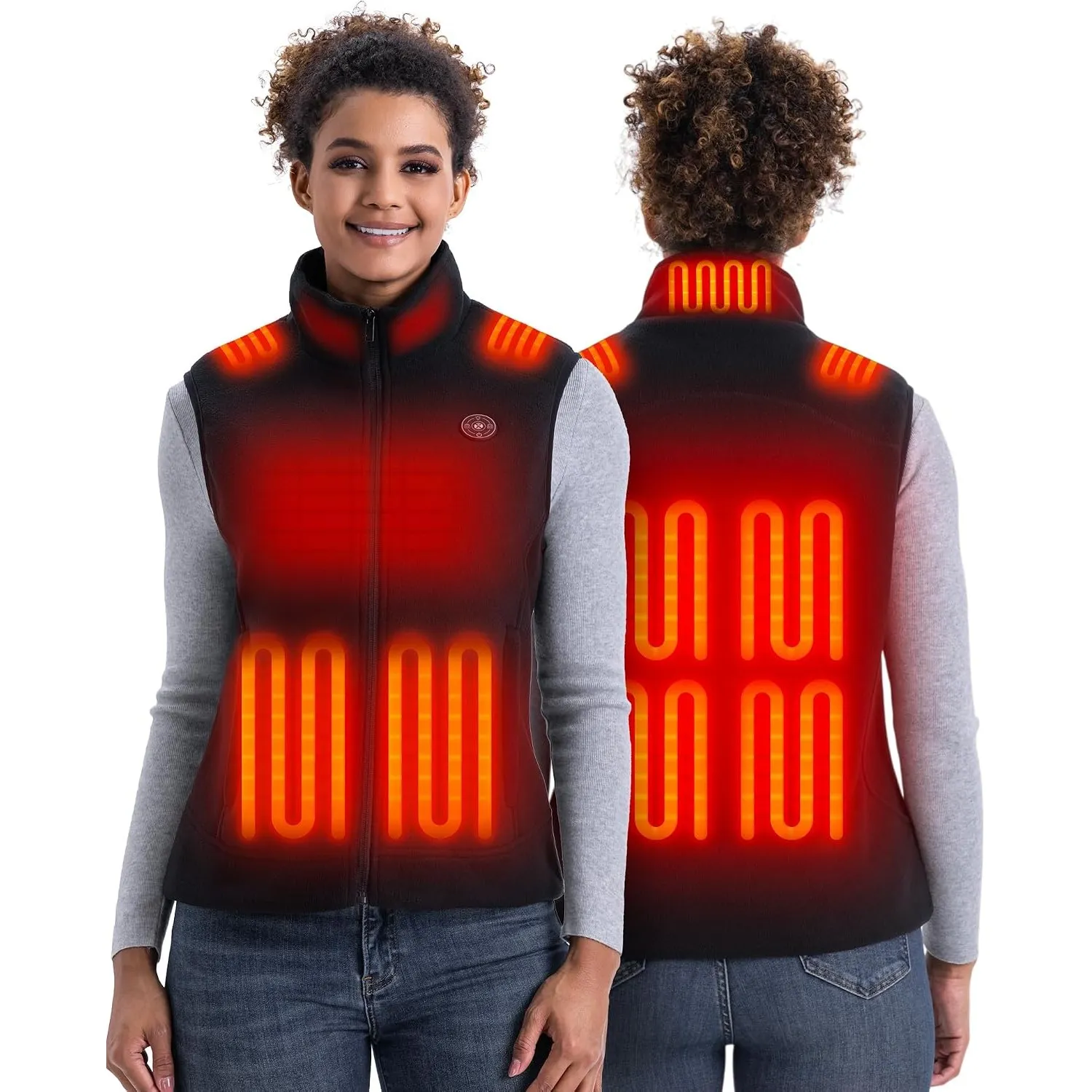 Heizweste Fleece Damen mit 16000mAh Akku, Leichte Beheizbare Weste