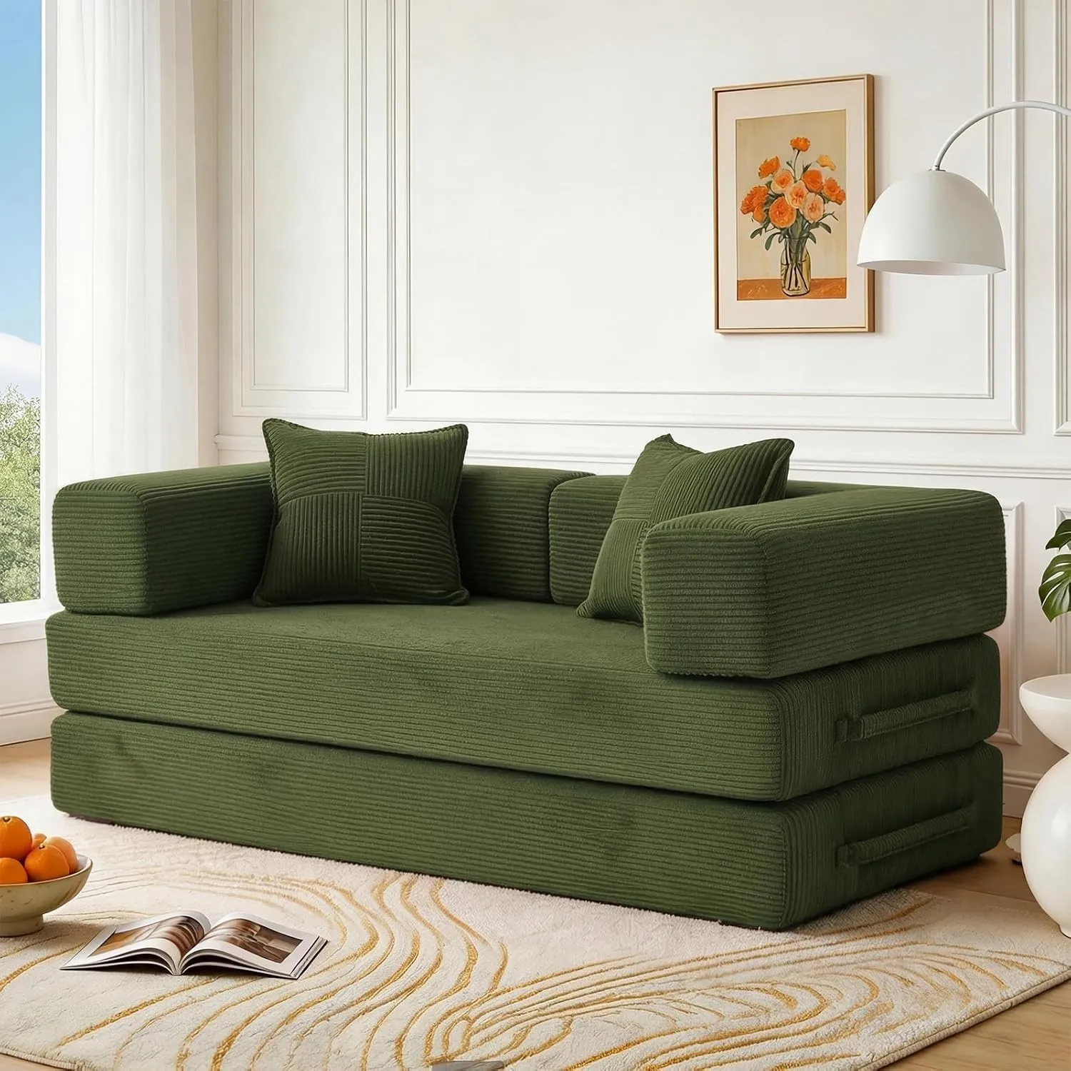 Vipbear Premium 5-in-1 Vielseitiges Rahmenloses Sofa, 200 cm, Ergonomisch Verwandelbarer 3-Sitzer mit Memory-Schaum, Au…
