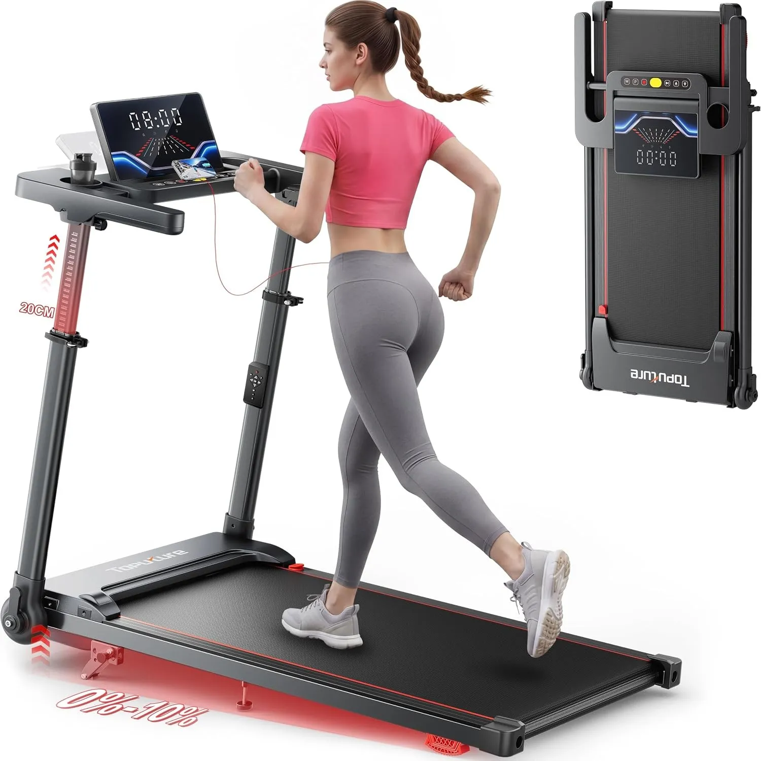 Laufband für Zuhause 12km/h, 6 IN 1 Elektrisches Laufband mit 10% Steigung, 1080MM Einziehbares Steigrohr, Controllo Ap…