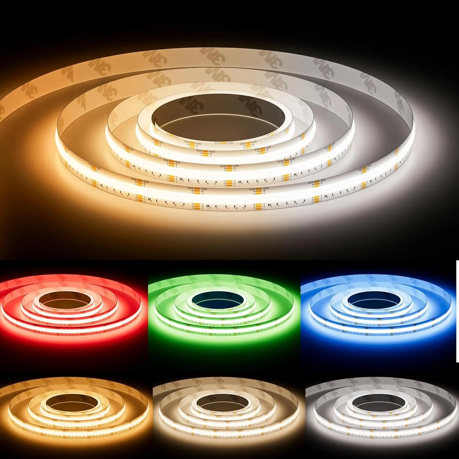 PAUTIX COB LED Streifen RGB+WW/CW 10m,RGB+CCT 2700K–6500K Einstellbare Farbtemperatur LED Strip Lights 24V 840LEDs/m Fa…