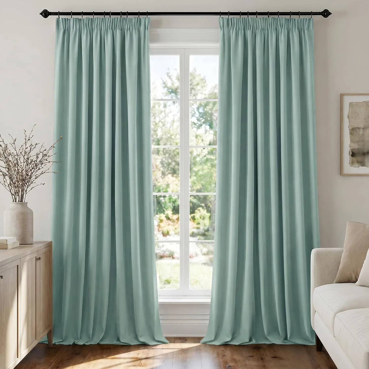 Deconovo Gardinen Blickdicht für Schienensystem Vorhänge Deko Sommergrün | 2er Set, H 245 x B 140 cm, Hitzeschutz, Wohn…