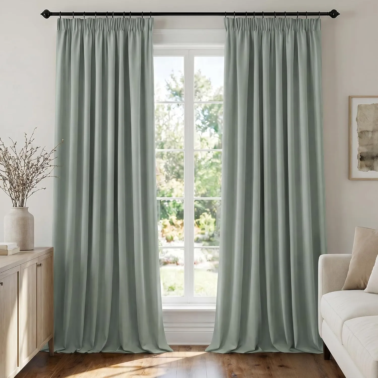 Deconovo Vorhänge Blickdicht für Schienensystem Gardinen Deko Salbeigrün | 2er Set, H 230 x B 140 cm, Wärmeisolierende …