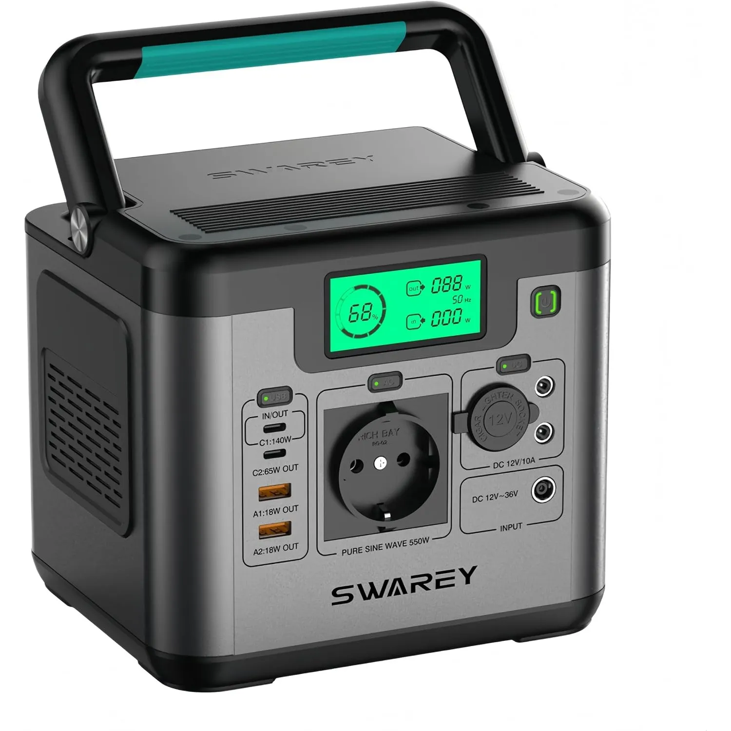 Tragbare Powerstation S550, 555Wh Solargenerator mit 550W (1100W Spitze) AC, 140W Bidirektionale Schnellladung USB-C, N…