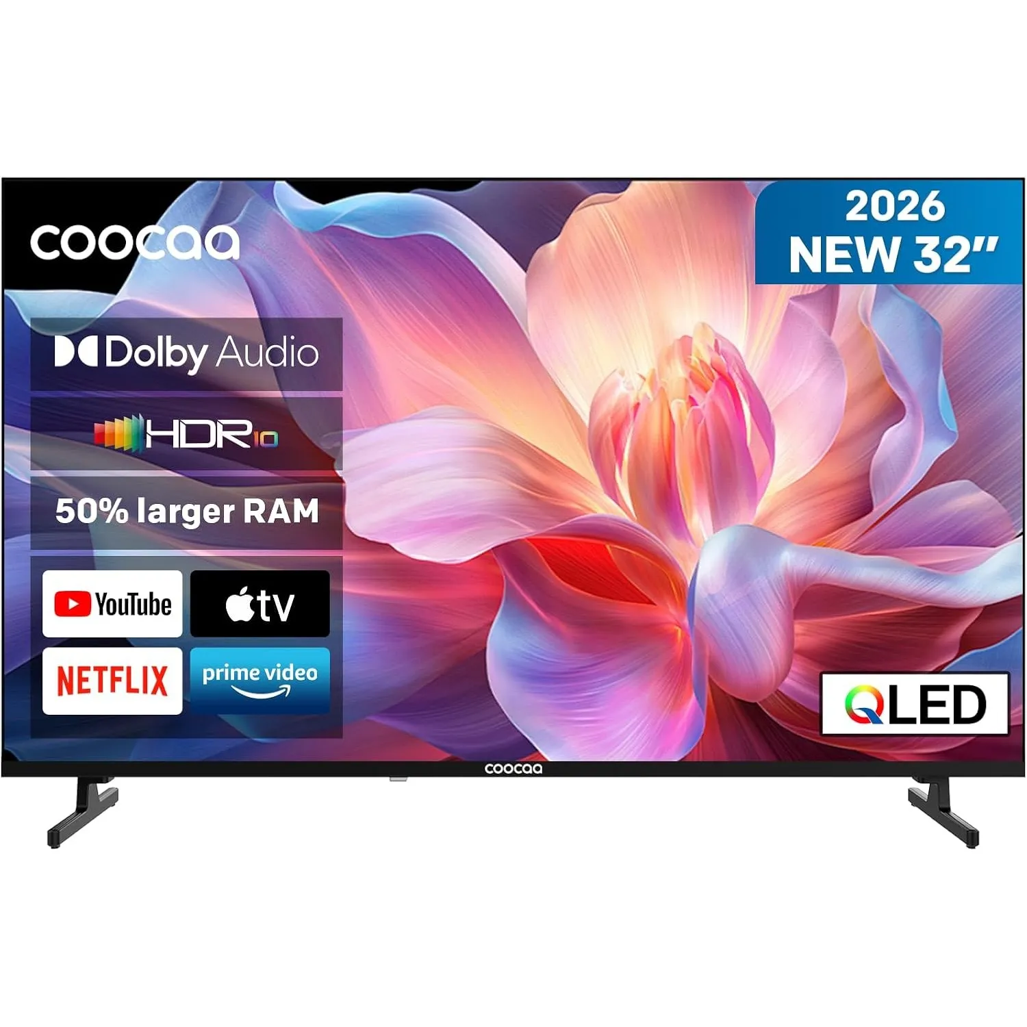 coocaa 32 Zoll Fernseher, 80cm, QLED HD Smart TV, Superior QLED Tech, HDR10, HLG, 1.5GB RAM für flüssiges Streaming, Do…