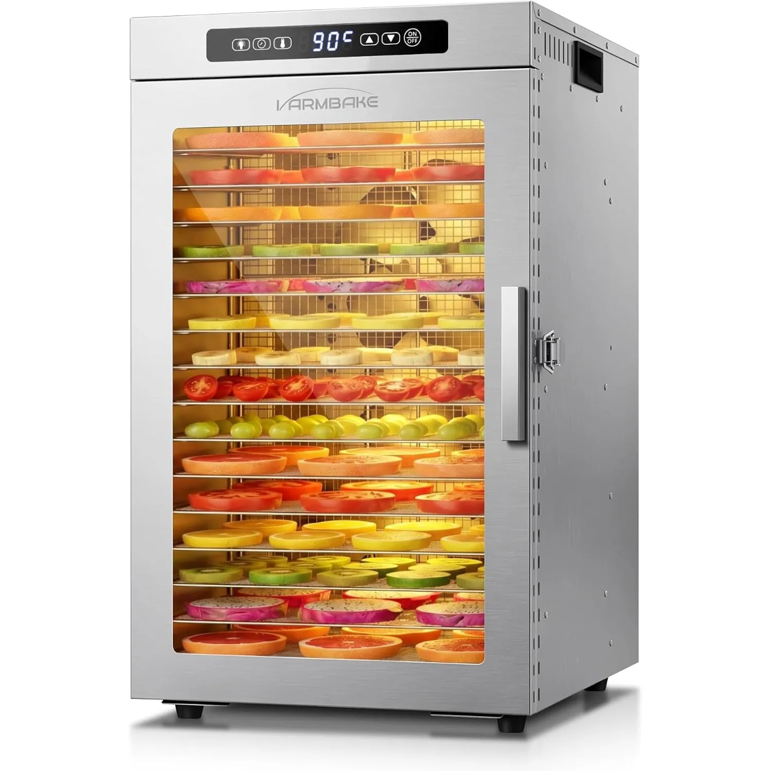 Dörrautomat Edelstahl 16 Etagen, 30-90℃ Dörrautomat Klein, 1.28㎡ Dörrfläche, 1200W Dörrgerät Für Lebensmittel, Dörrauto…