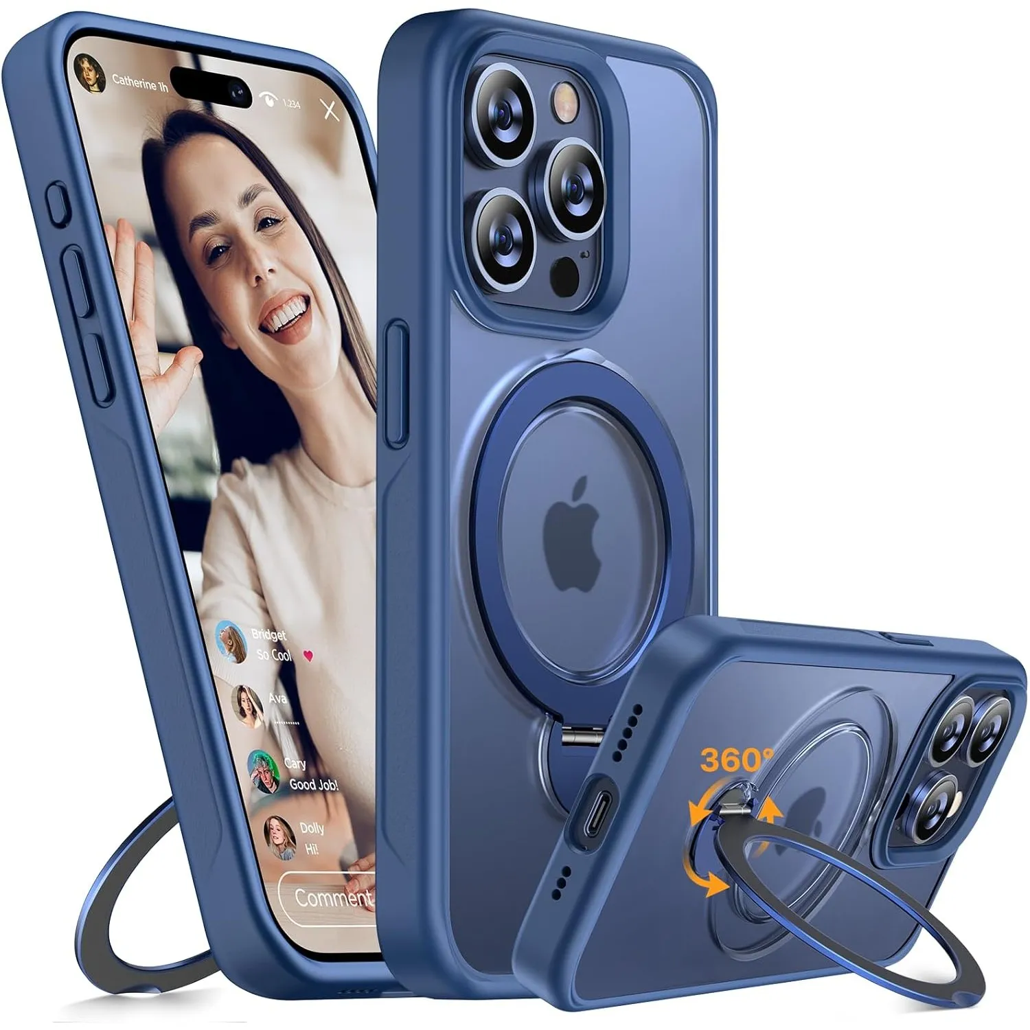 Miracase Hülle für iPhone 15 Pro Max Case 360° Ständer Handyhülle Keine Fingerabdrücke Handyhülle für MagSafe 15 Pro Ma…