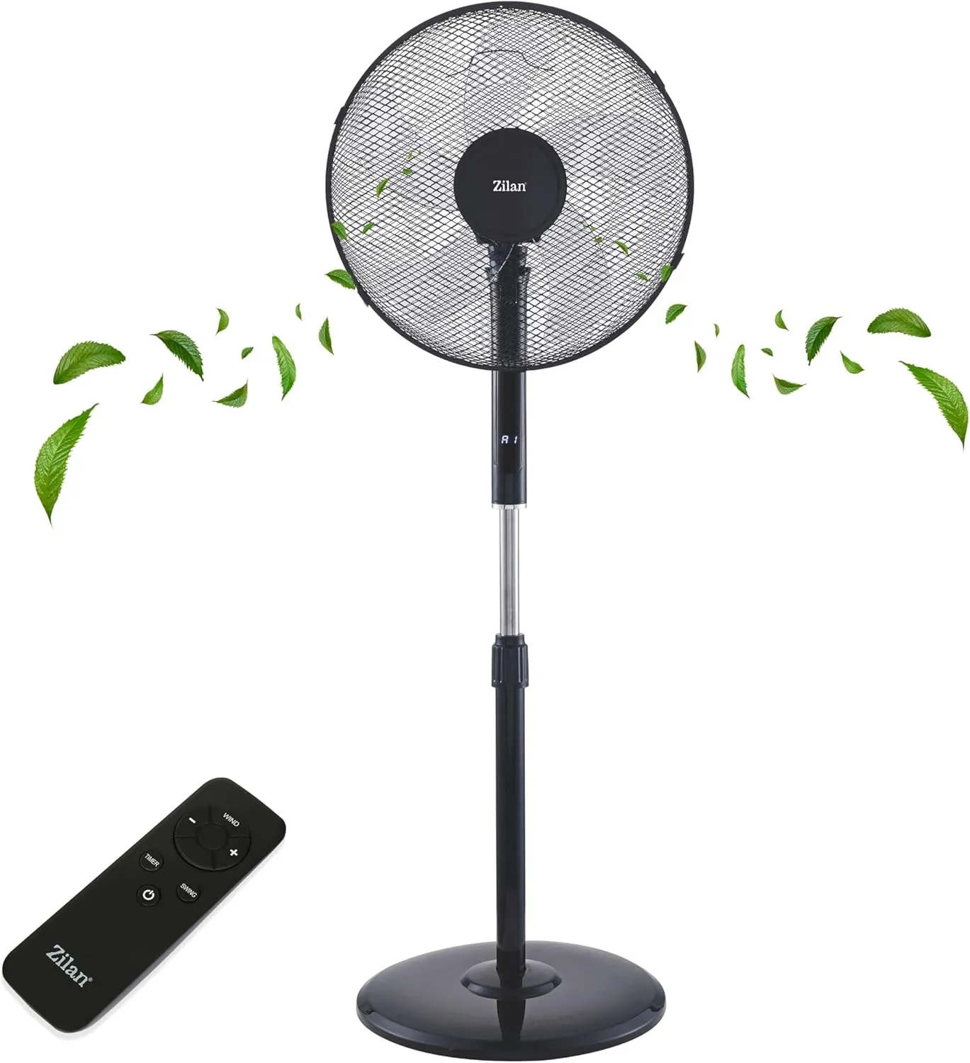 Zilan Standventilator Ø43cm leise mit Fernbedienung & Timer – 48W Leistungsstarker Ventilator energiesparend, 3 Stufen,…